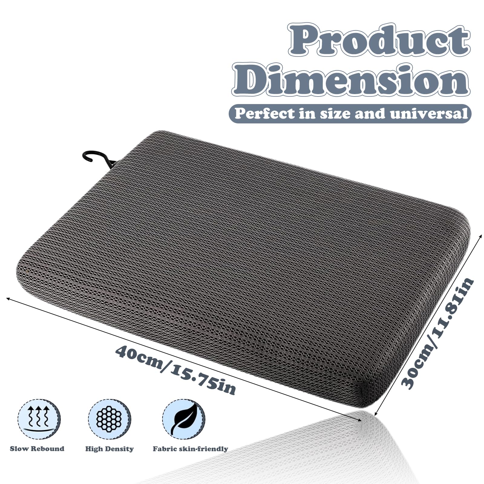 Cuscino Doccia 40x30x5cm Riempimento POE Traspirante, Fodera Lavabile Rimovibile, Ganci Antiscivolo e Gancio Appendi per Sedie & Panche Bagno