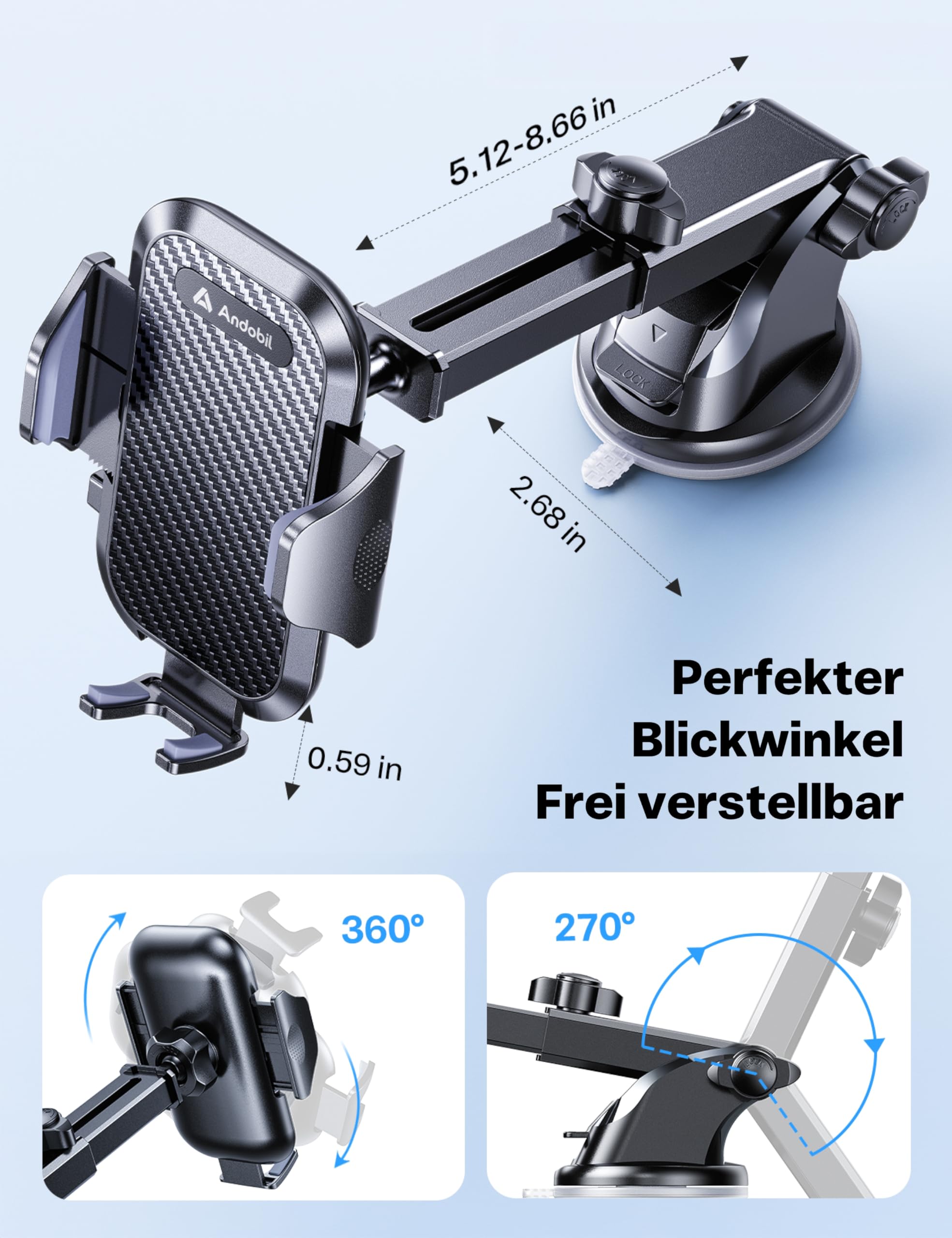 andobil Handyhalterung Auto [2026 Neueste Saugnapf] 3 in 1 Saugnapf & Lüftung Halter Universale KFZ Autohalterung Zubehör für iPhone 17 Pro Max Air 16/15/14/13/12 Samsung Galaxy S25 Ultra/S24/S23 Usw