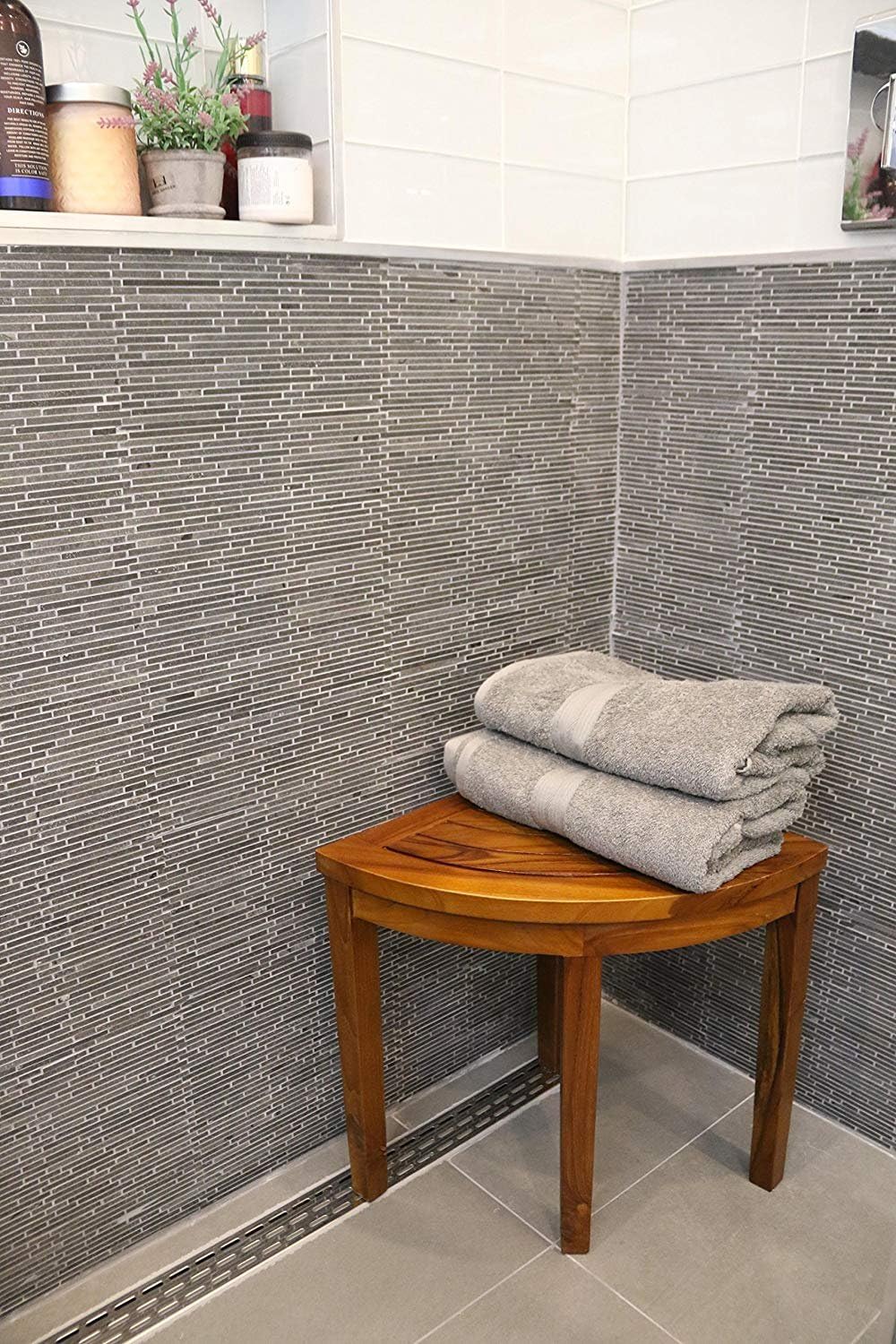 🛒 Crаzу Dеаlѕ ALATEAK Corner Wood Bath Spa Shower Stool Table Bench Shelf Storage Fully Assembled