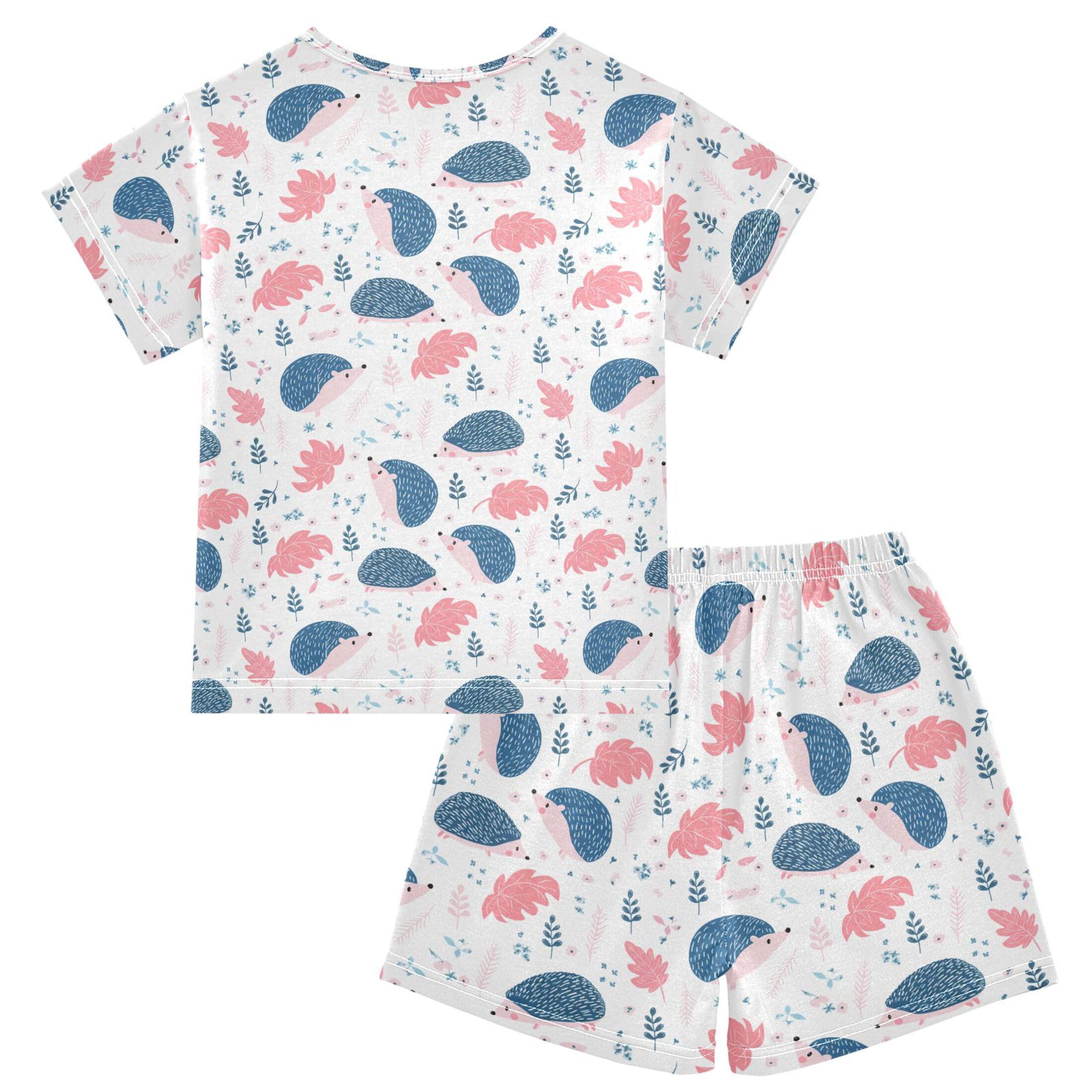 UMIRIKO Cute Hedgehogs Summer Short Sleeve Pajamas Sleepwear PJ Set B0404933