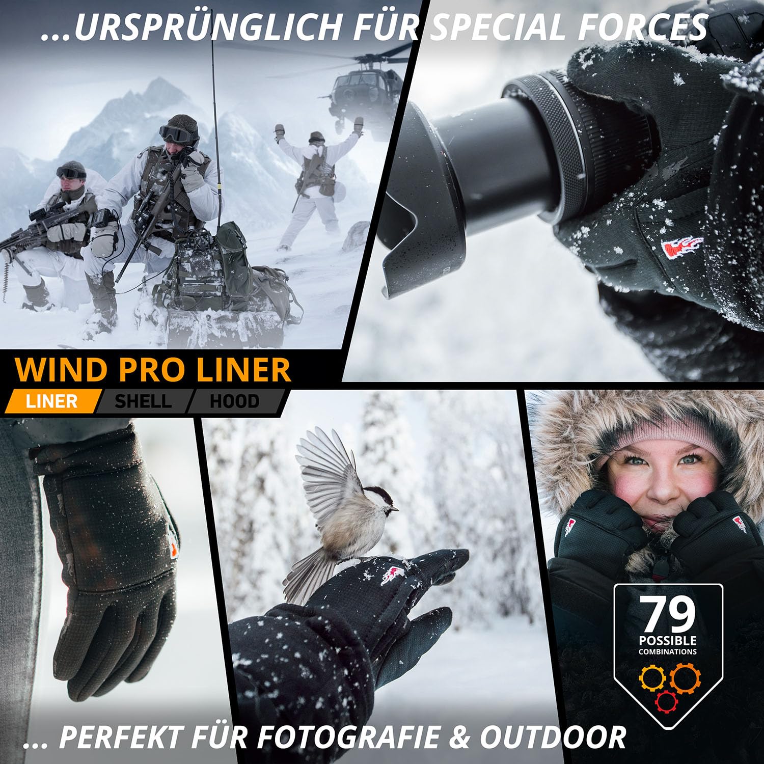 THE HEAT COMPANY – Wind PRO Liner - Windabweisende- Premium Qualität - Wasserabweisend - Touchscreen Handschuhe Herren & Damen - Winterhandschuhe: Fahrradhandschuhe & Laufhandschuhe