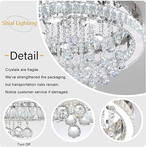 Miniatura 3 de Lámparas de cristal modernas de 324 pulgadas de diámetro para comedor, lámpara de gota de lluvia plateada, lámparas de montaje empotrado para sala