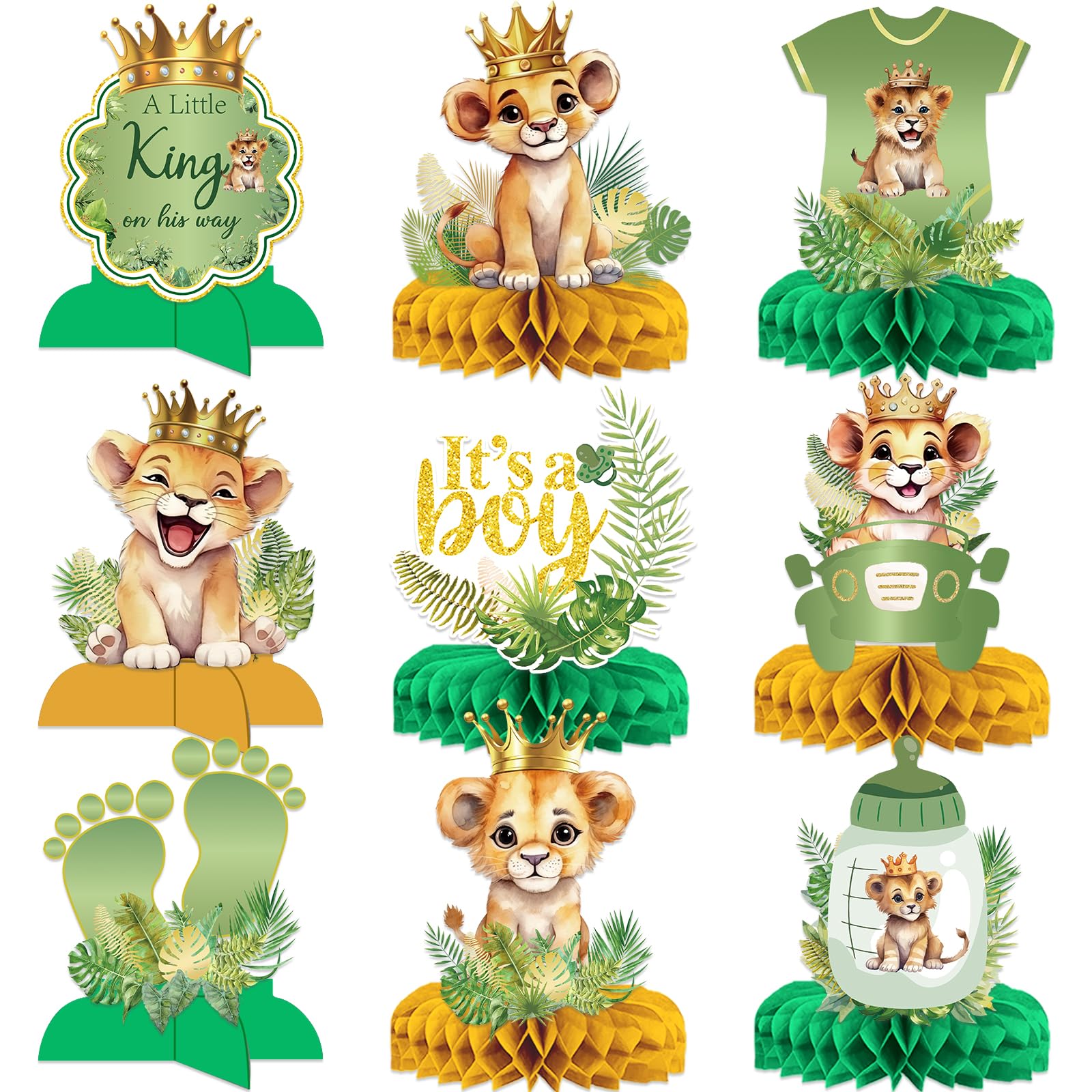 9 decorazioni per baby shower a tema Re Leone – A Little King Is On His Way Baby Shower Safari centrotavola per tavoli Re Leone Decorazioni rivelano genere