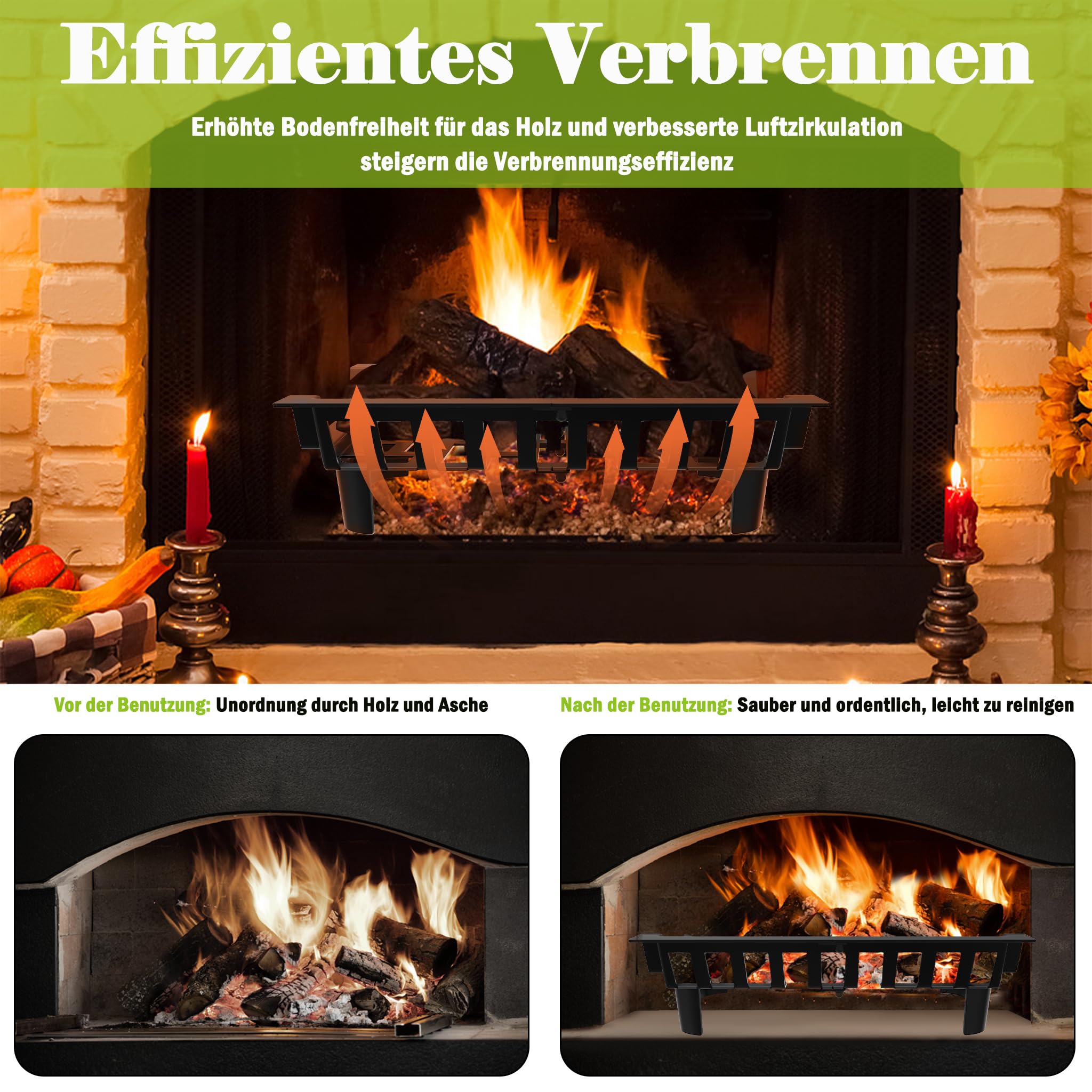XMTECH Kaminrost Feuerrost Holzständer für Kaminholz Trapezförmigen Kaminholzständer Zerlegbar bis 800°C hitzebeständig Geeignet für Innen und Außen