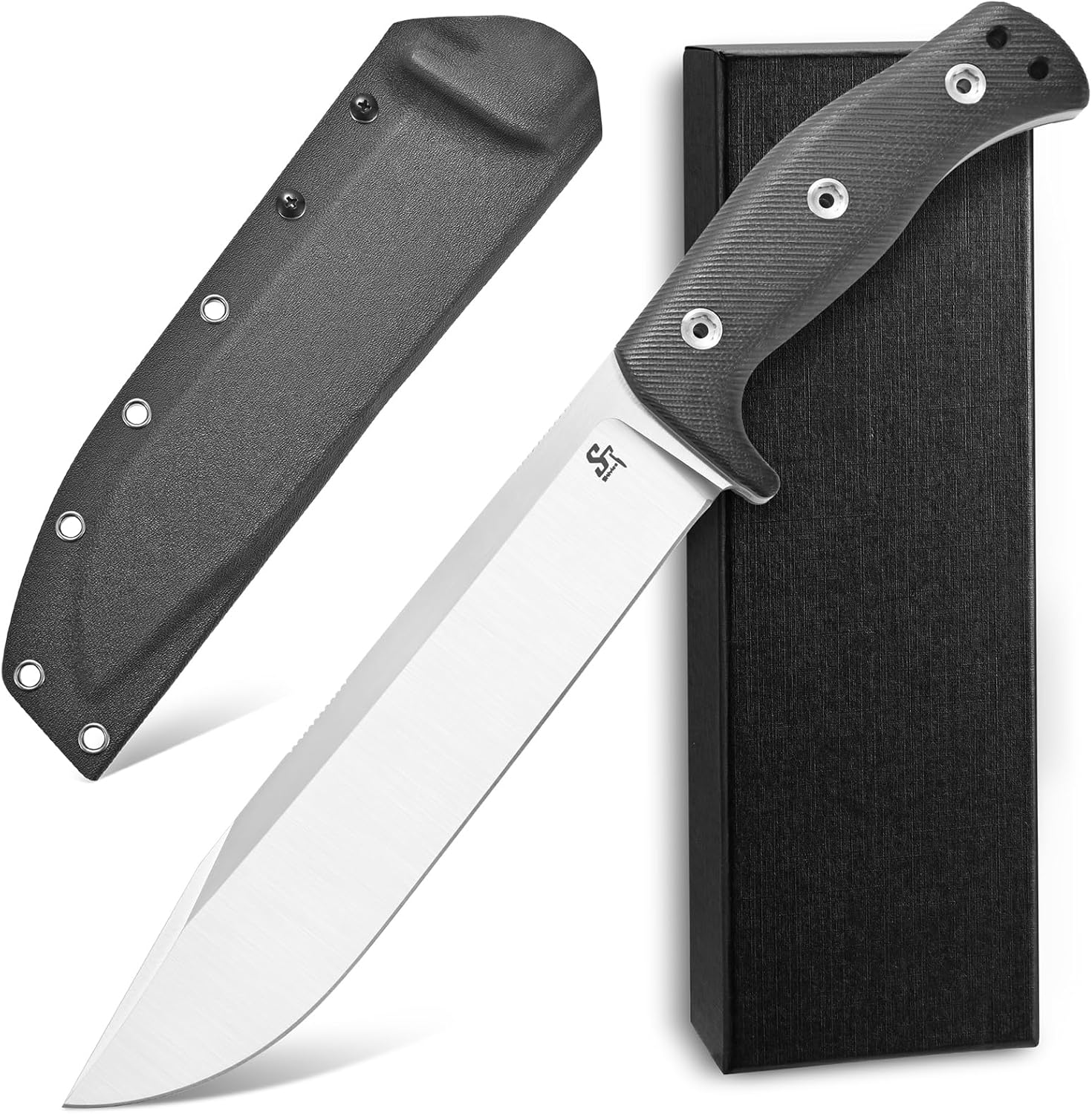 Sitivien ST12 Plus Fixed Blade Knife Sleipner Brushed Steel Blade G10 Handle Full Tang EDC Straight Knife for Camping Hunting Fishing(Silver)