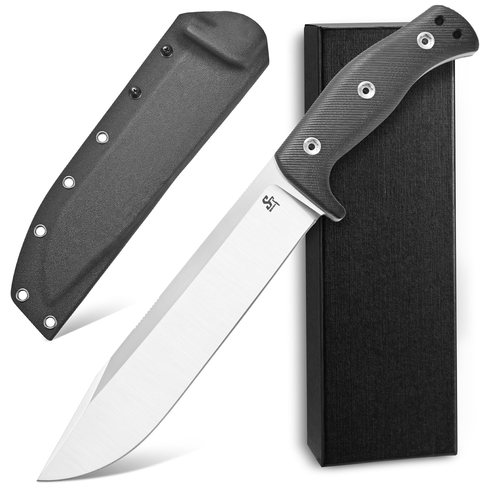 Sitivien ST12 Plus Fixed Blade Knife Sleipner Brushed Steel Blade G10 Handle Full Tang EDC Straight Knife for Camping Hunting Fishing(Silver)