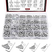 Vista 12 de DYWISHKEY 1220 piezas M2 M3 M4 M5, 10.9 grado de aleación de acero hexagonal cabeza botón pernos, tornillos, tuercas, arandelas, kit surtido