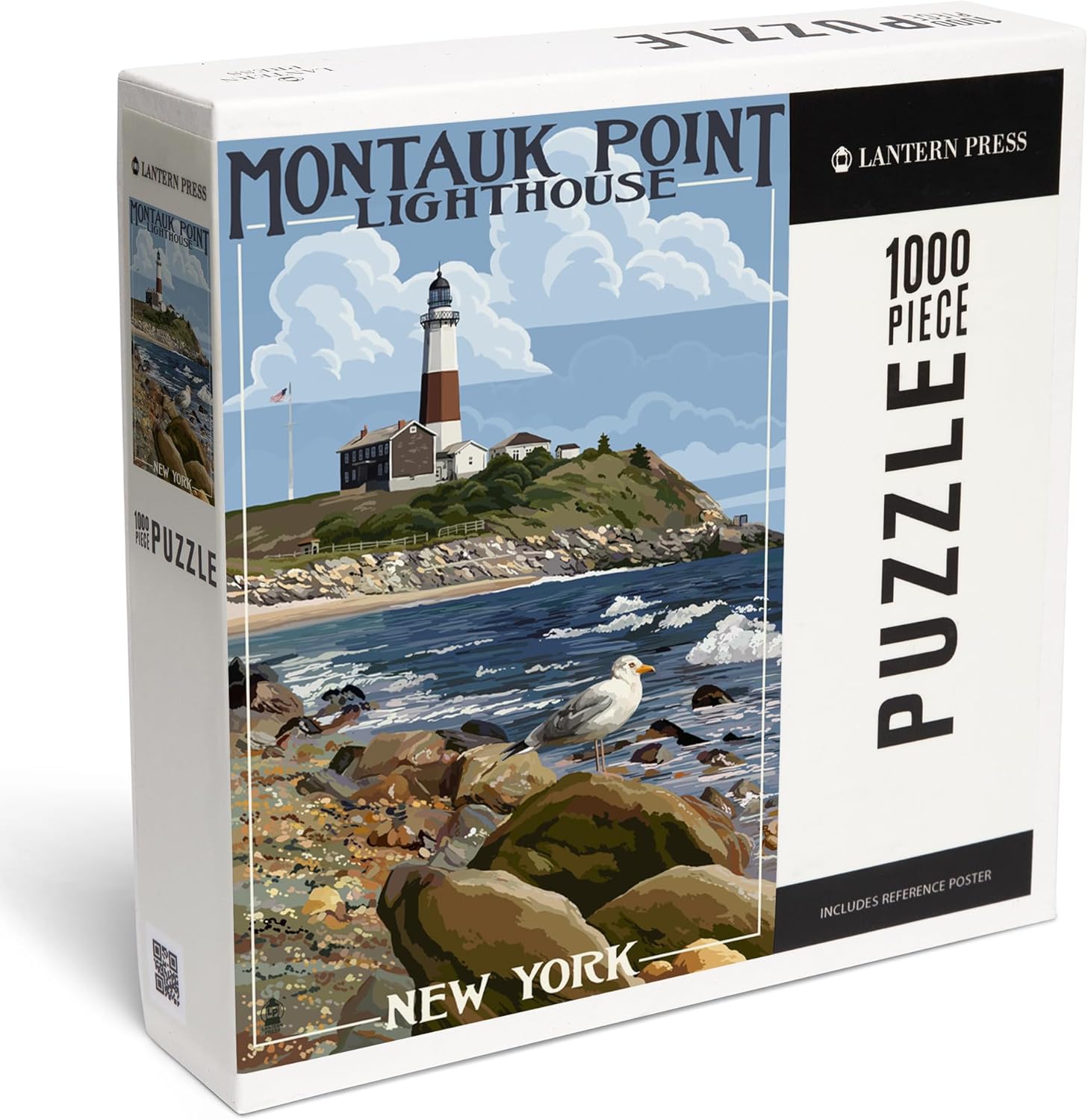 Montauk Point Lighthouse Puzzle 1000 Pieces for Adults – Hand-Drawn New York Coastal Jigsaw Puzzle – Made in USA with Premium Eco-Friendly Materials by Lantern Press