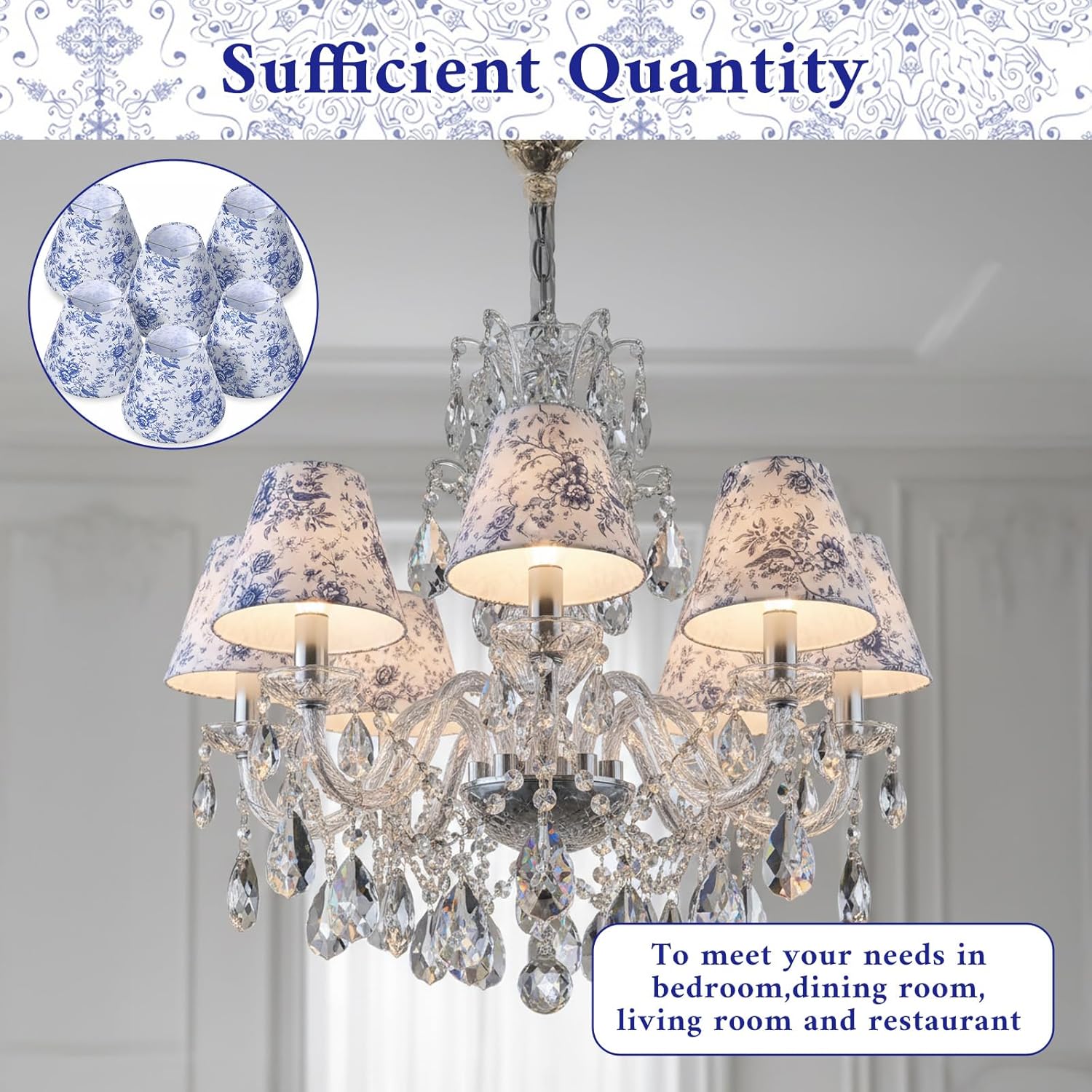 6 Pcs Chandelier Shades, 5.9 * 5.1 inch Table Lamp Shades French Countryside Chandelier Lamp Shade for Living Room Chandeliers, Bedroom and Children's Room Desktop Lamps, Wall Decoration Lamps