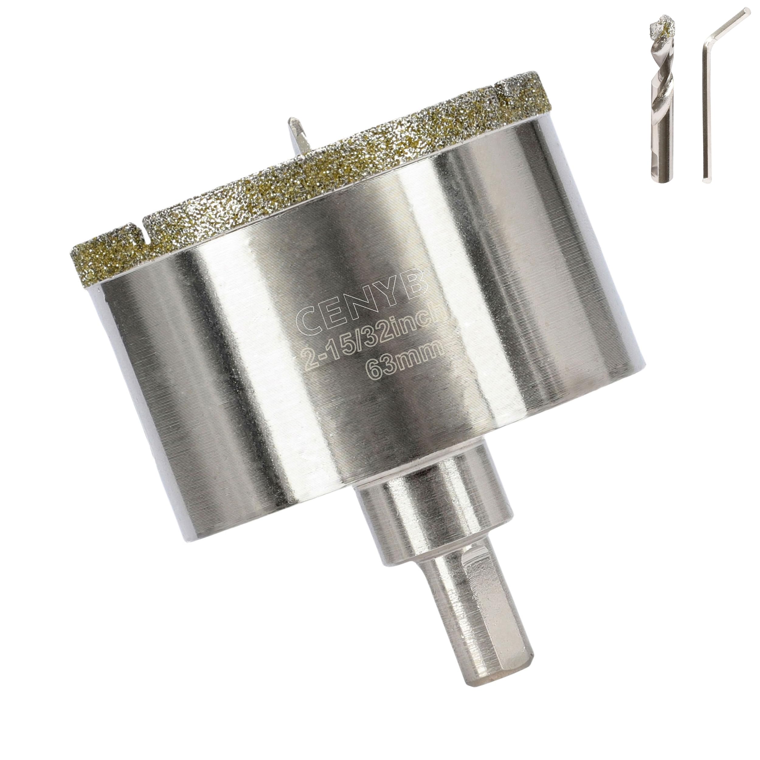 2-15/32 Inch 63mm Tile Hole Cutter Drill Bit Diamond Metal Hole Saw with Center Pilot Drill – Diamond-Coated for Marble, Granite, Ceramics, Porcelain Tiles, Glass — image 1