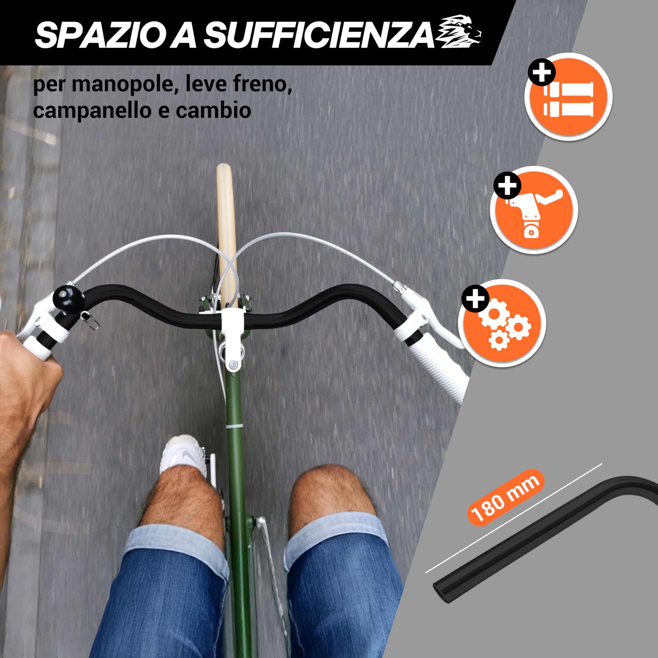 Manubrio per bicicletta da città, 25,4 mm, ergonomico, per bici da donna e uomo, manubrio in alluminio nero, retrò, per uomo e cruiser, larghezza