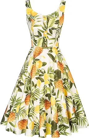 Belle Poque Women's 1950s Retro Vintage Sleeveless Homecoming Dresses Cocktail Party A-Line Dress for Summer