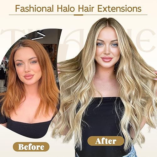 Miniatura 5 de Tinashe Extensiones de cabello humano real con alambre, lacio, 12 pulgadas, 2.47 onzas, rubio claro, con reflejos rubio dorado, extensiones de