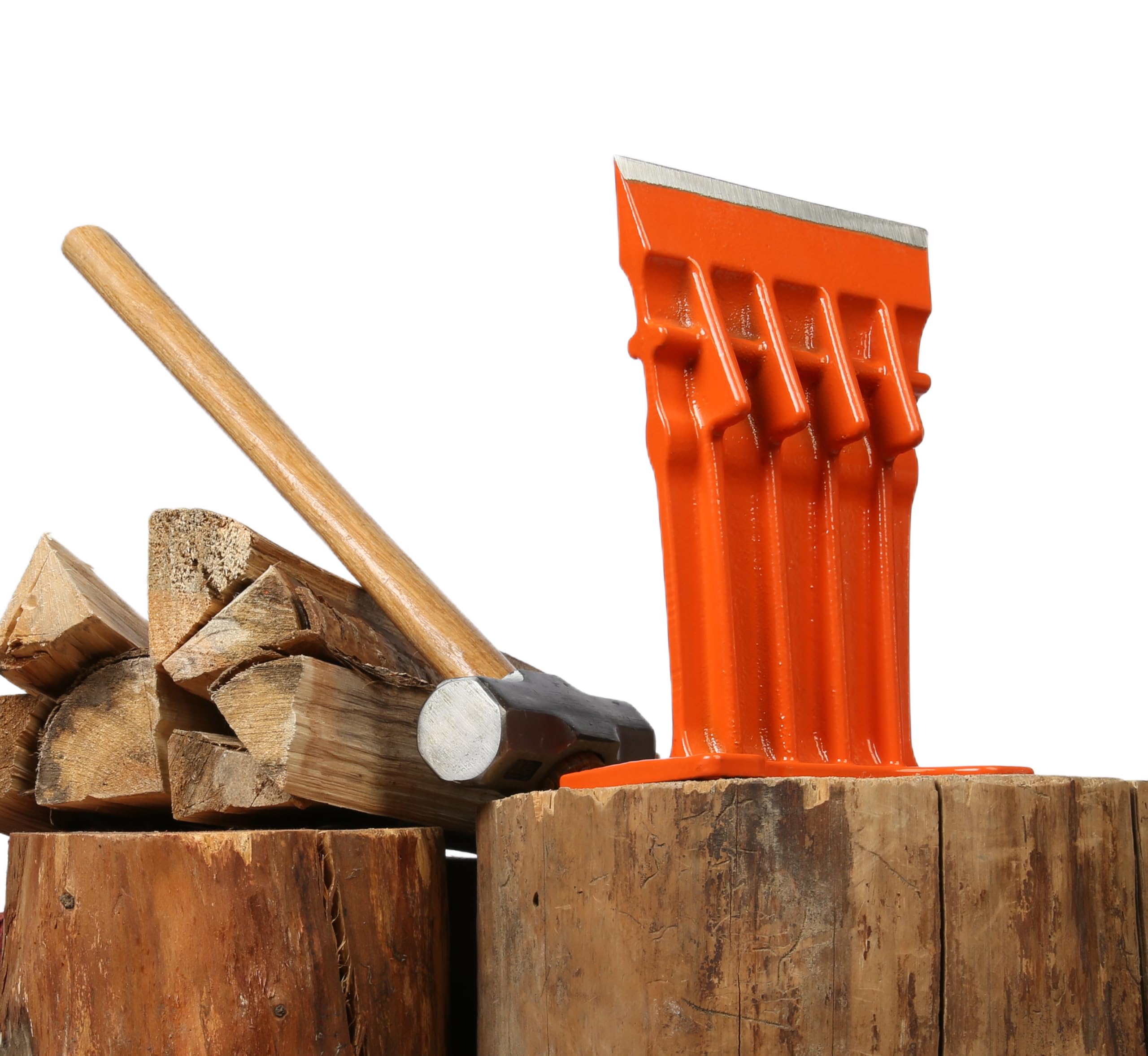 SPEED FORCE Kaminholz Anzündholz Holzspalter - Keine Axt! Keilspitze Spalten Brennholz 15.2 cm orange mit Sicherheitsabdeckung