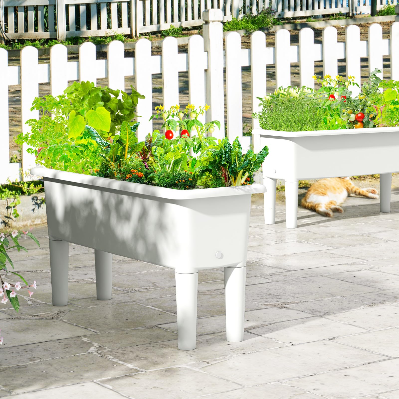Jardinière Surélevée Avec Treillis - Potager Carré 76x45x150cm - Bac Rétention D'Eau Et Drainage