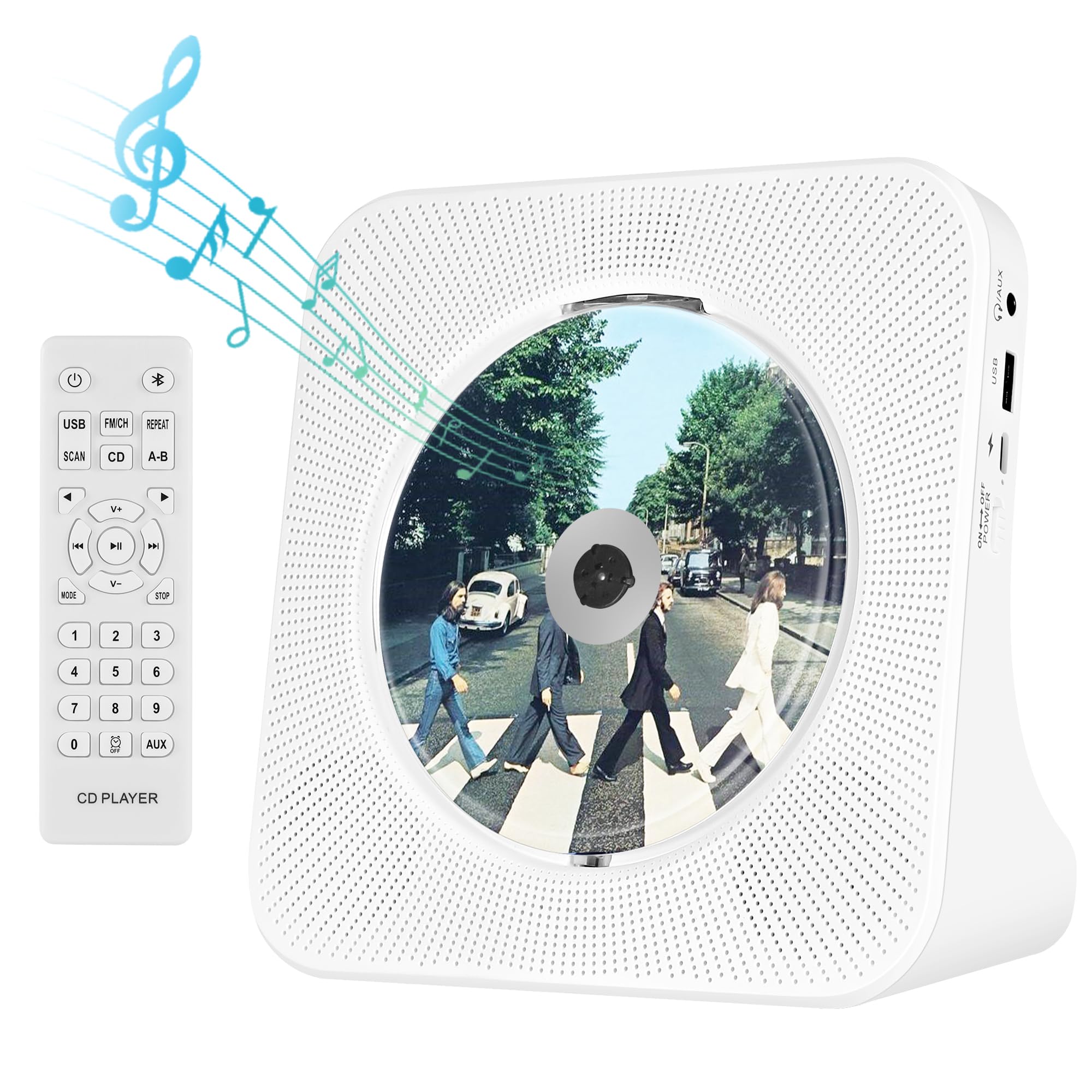 TODANGAI CD Player Portable with Built in HiFi Speakers, Support Bluetooth/AUX Jack/USB Input/Timer/FM Radio Kids CD Players for Home, Travel, Office, Gifts-image-39
