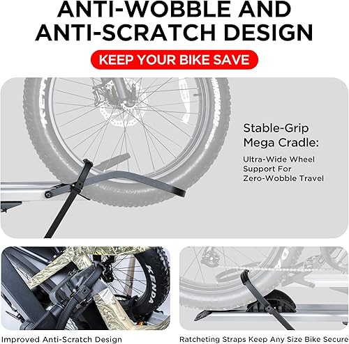 Miniatura 4 de Portabicicletas de aluminio montado en enganche de 200 libras de capacidad para bicicletas estándar y bicicletas eléctricas, apto para autos, SUV,