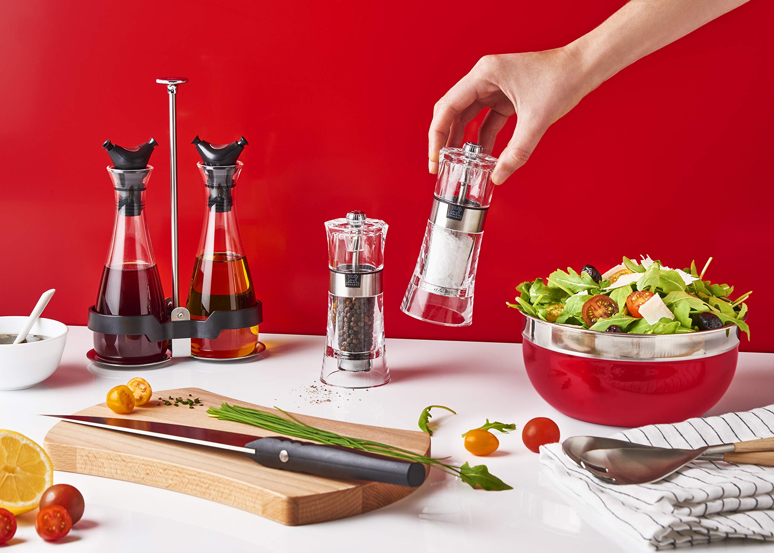 PEUGEOT - Moulin à Sel Humide Oslo 12 cm + Sel Humide Inclus - Réglage Classique - Mécanisme Spécial Sel Humide en Céramique - En Acryl et Inox - Fabrication Française