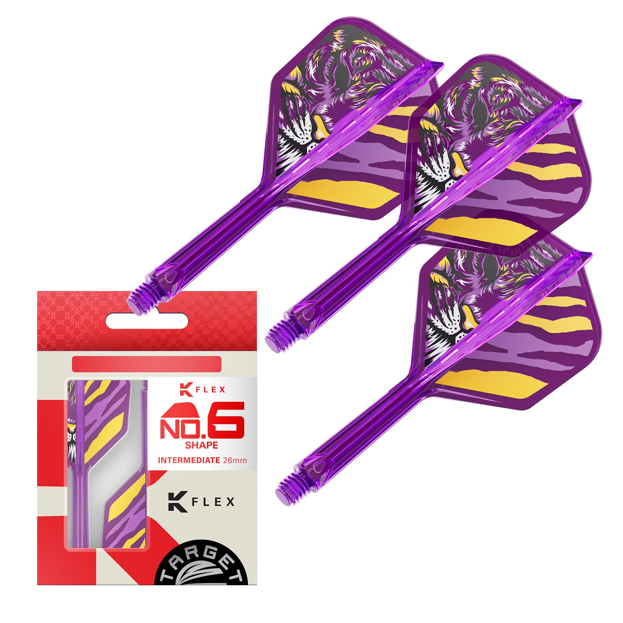 Target Japan Endeavour K Flex Dart Flights and Shaft System, No.6 (Intermediate, 26mm) | Pack of 3 Kflex All In One Flight, Player Edition Kasumi Sato Darts Accessories | K-Flex Dart Stem