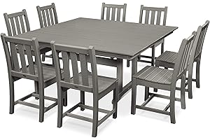 9-Piece Farmhouse Polywood Dining Set (Slate Grey)