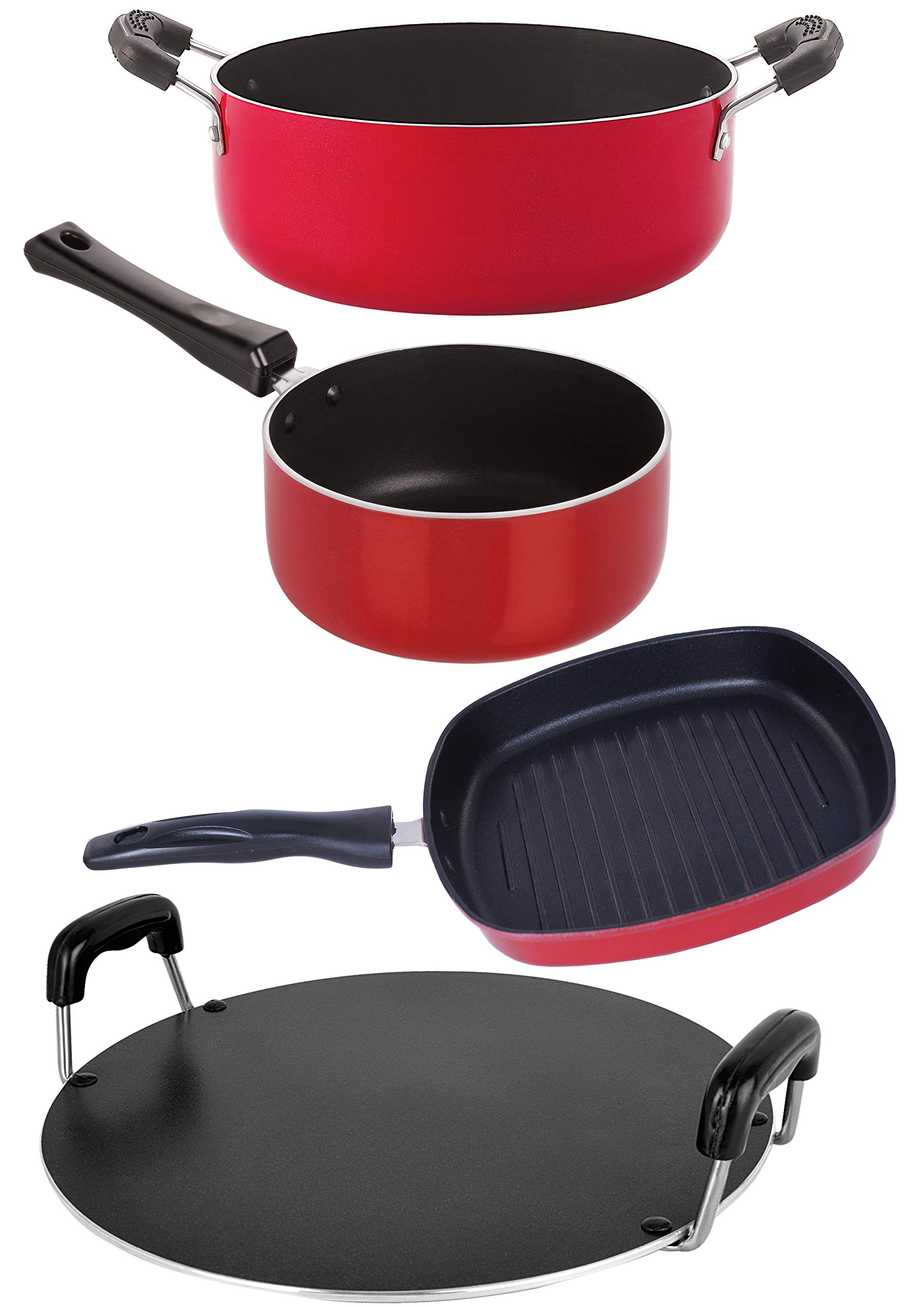 Nirlon 4 Piece Non-Stick Stain Resistance Kitchenware Essential Gift Set with Bakelite Handle