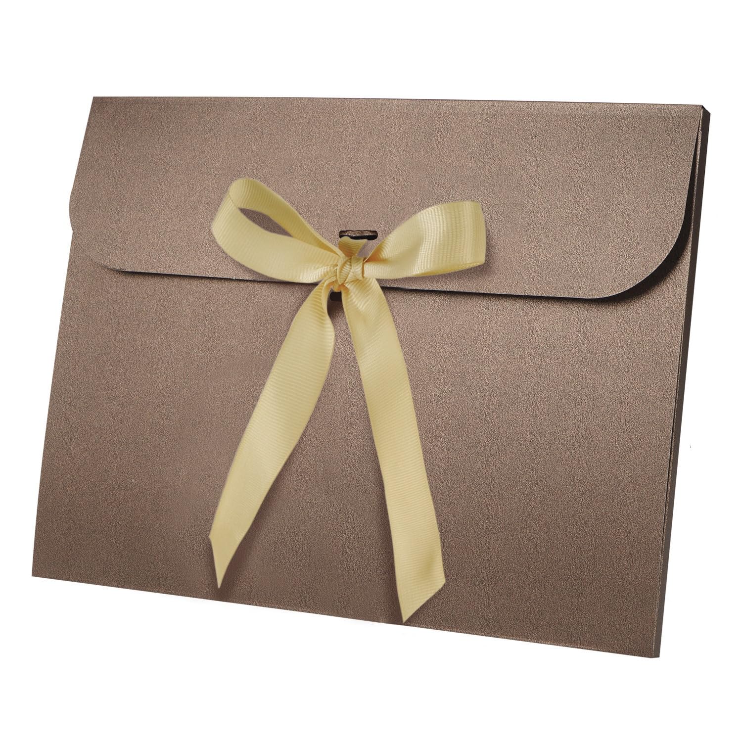 10 Pcs Gift Envelopes with Bow Ribbon 24 x 18cm Vintage Gift Voucher Envelopes Kraft Paper Large Cash Card Boxes for Presents Invitations Wedding Birthday Party Graduation Mother's Day