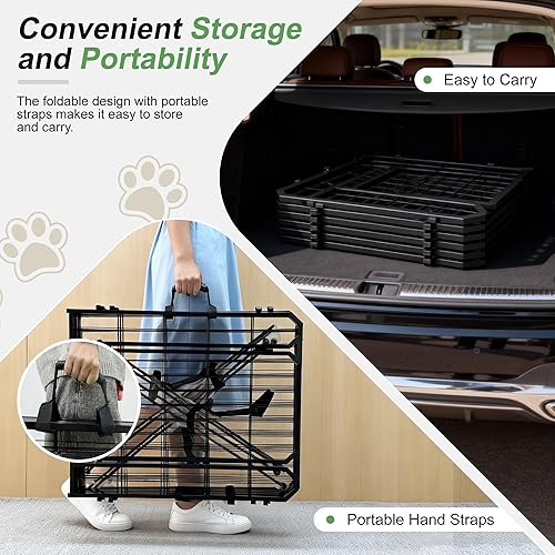 Miniatura 4 de Corralito para perros para interiores y exteriores, 24 pulgadas, 16 paneles, corralito de metal para cachorros, perros pequeños, corral grande con 2