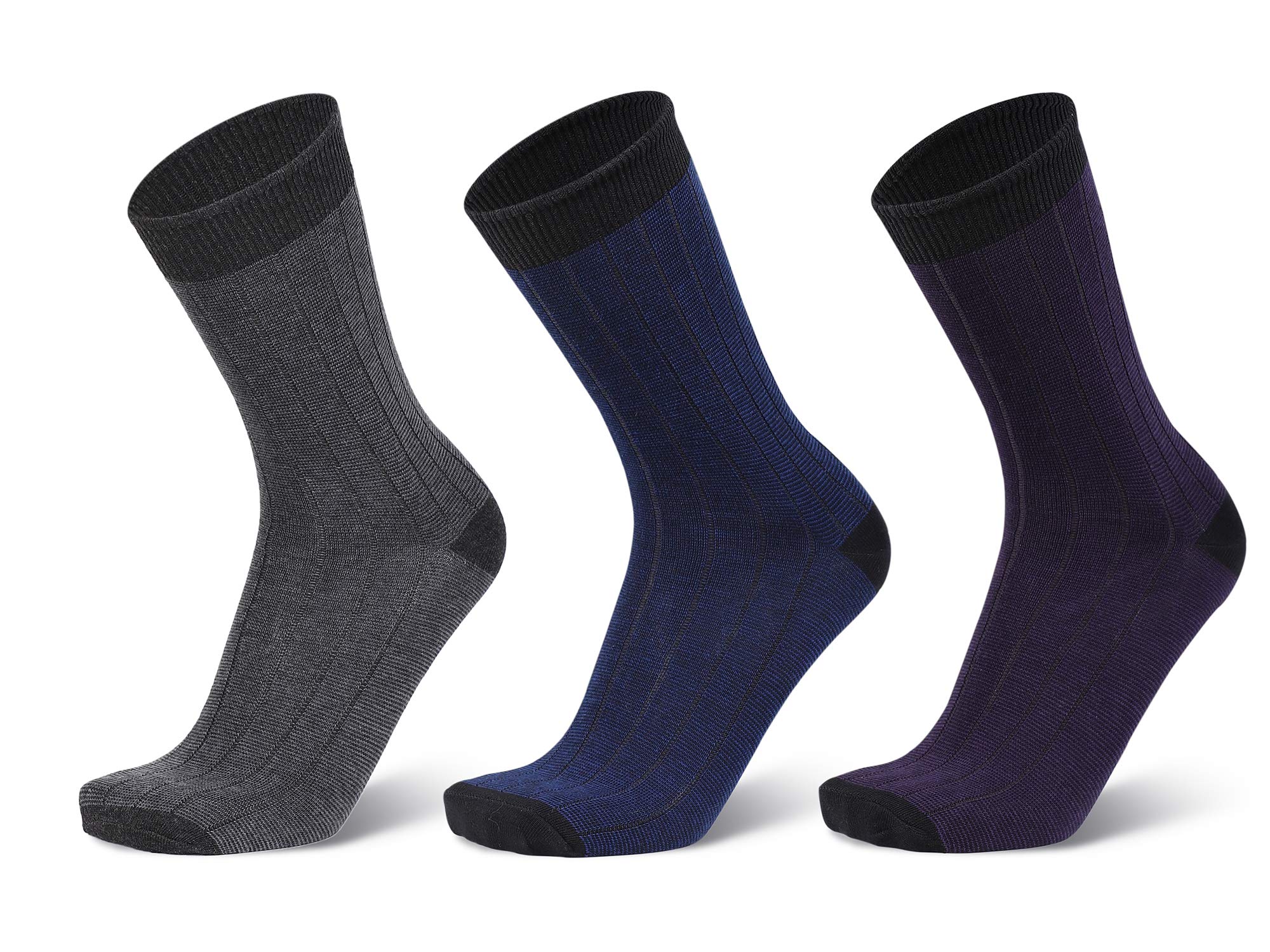 ANCHORCotton Crew/Full Length Formal Socks For Men - Pack of 3 (Multicoloured)