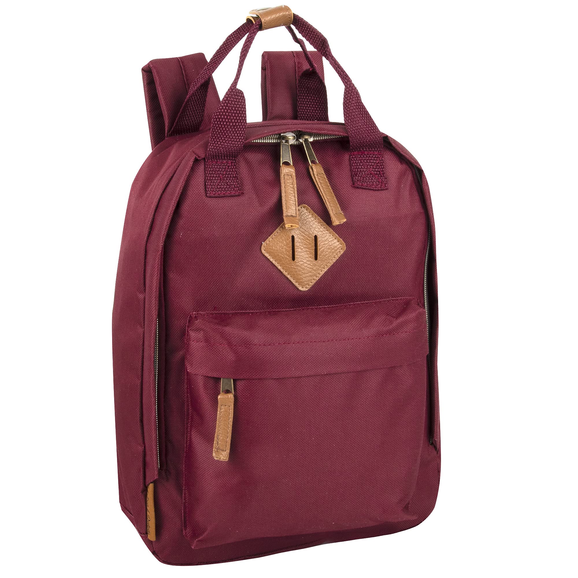 MADISON & DAKOTA Canvas Mini Backpack for Everyday & Day Pack Rucksack in Solid Color Blocks (Sangria)
