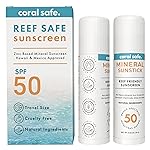 Reef Safe Sunscreen SPF 50 Mineral Face Stick 2 Pack, Hawaii & Mexico Approved, Biodegradable, Zinc, Vitamin E, Oxybenzone & Octinoxate Free, Water Resistant, Made in USA by Coral Safe