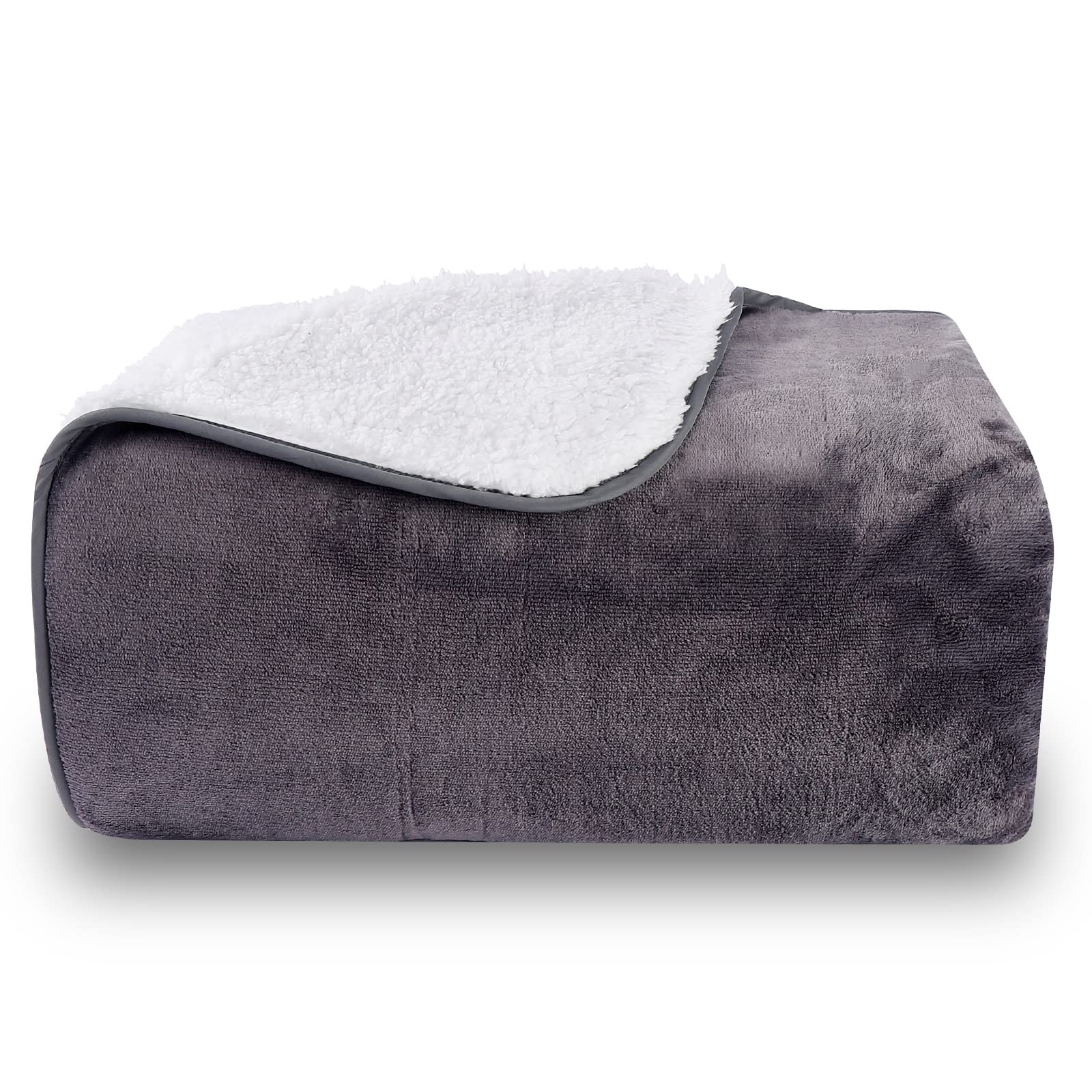 Lvkiss Sherpa Fleece Blanket, Fluffy and Warm Blanket for Adults, Double-Sided Composite Design Throws for Sofas and Bed, Double/Twin Size 70.8in × 78.7in (Dark Grey, 180cm×200cm)