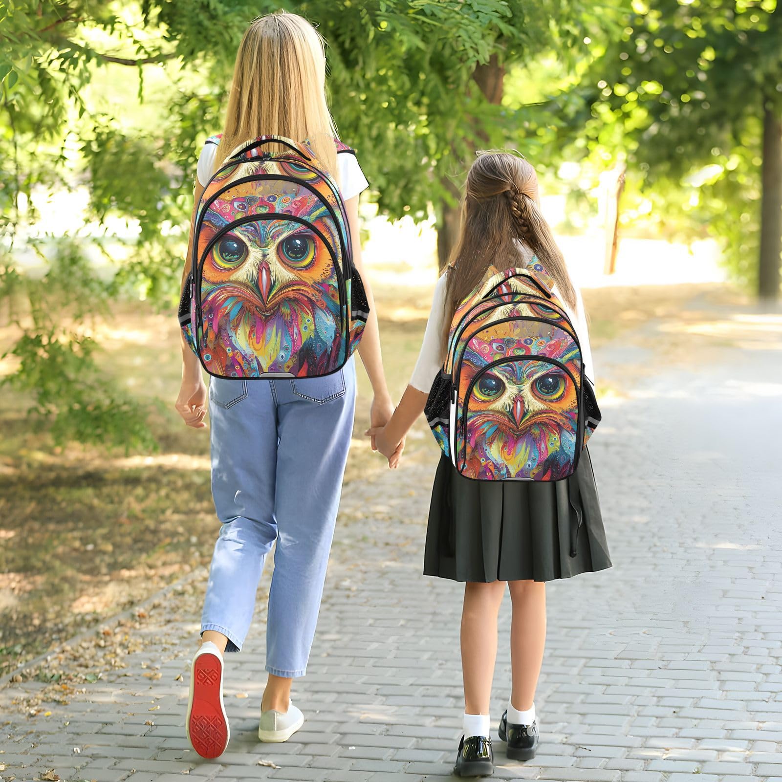 KLL Plecak na co dzień dla nastolatek studentów torby na książki dla nastolatków chłopców plecaki podróżne psychodeliczna artystyczna sowa