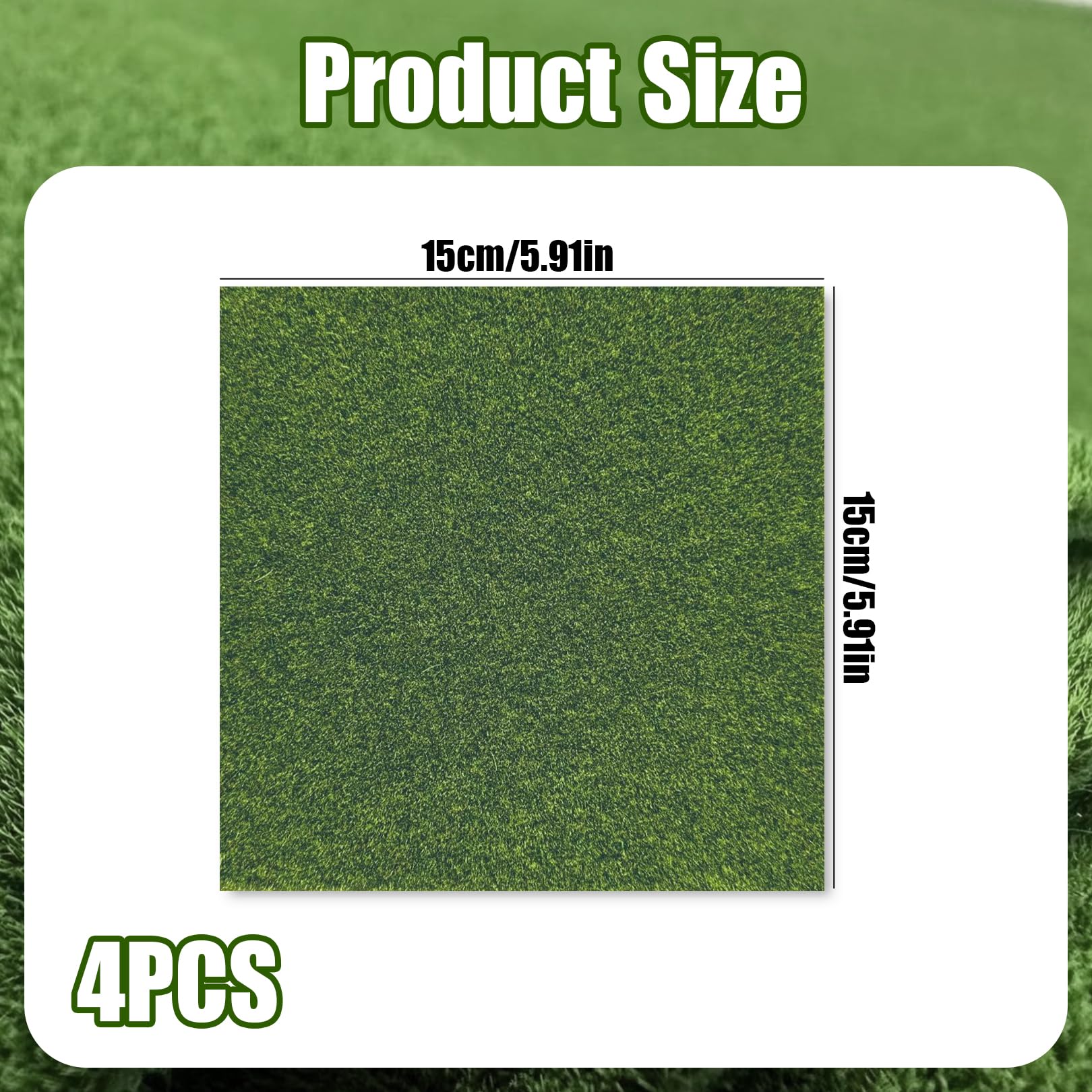 4 Pcs Fake Grass Mat, Miniature Artificial Model Grass, Fairy House Garden Accessories, Green Static Turf grass Lawn - Image 2