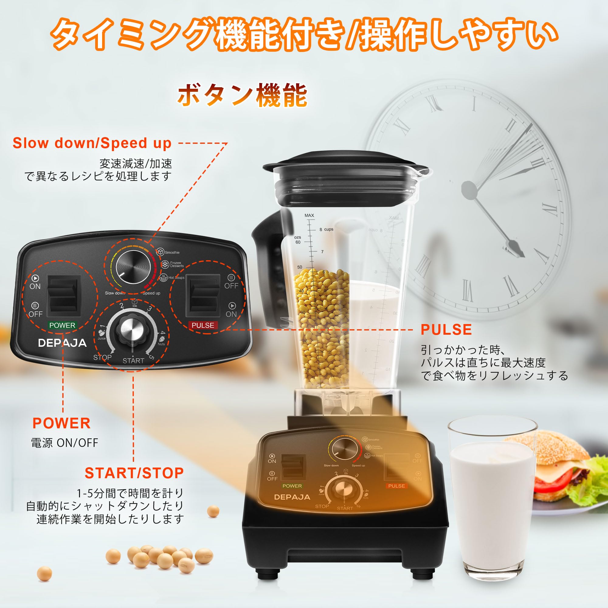 Amazon | DEPAJA ミキサー スムージーブレンダー 多機能 2L 大容量 5分
