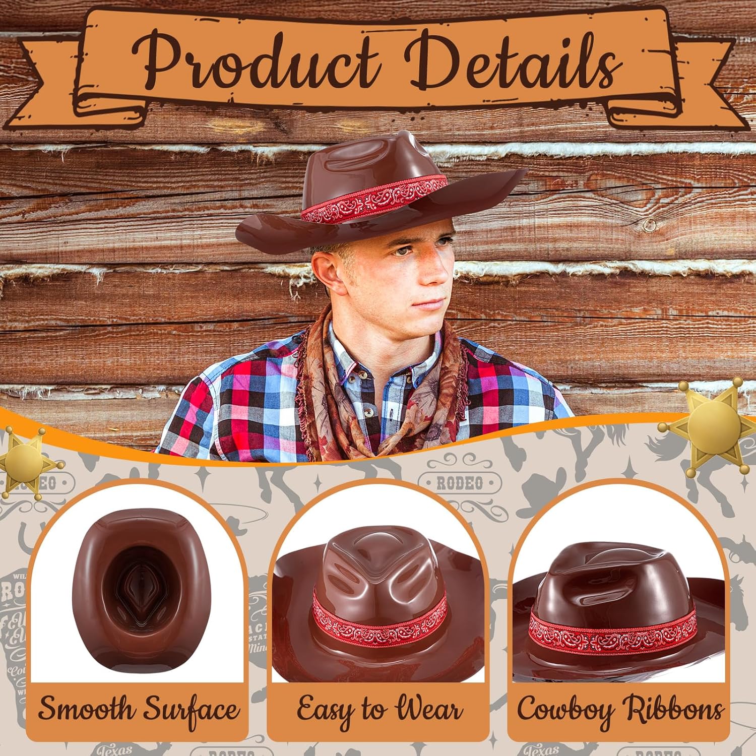 Xtinmee 24 Pcs Cowboy Hats Bulk Adult Cowboy Hats Party Western Hat Costume Accessories Western Rodeo Party Supplies