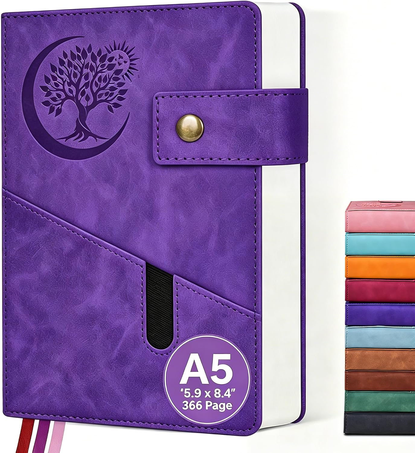 PAIBAS A5 Journal Notebook College Ruled 366 Page Leather Journal for Women