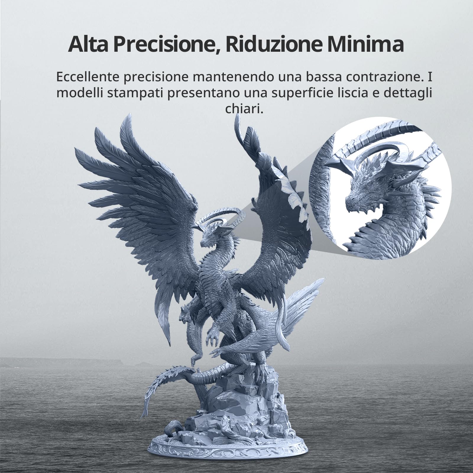ANYCUBIC Resina Tough 2.0, Resina per Stampanti 3D con Maggiore Resistenza, Forte Allungamento e Alta Flessibilità, Resina 3D per Stampanti 3D a 4k/6k/8k LCD/DLP/SLA, Grigio 1KG