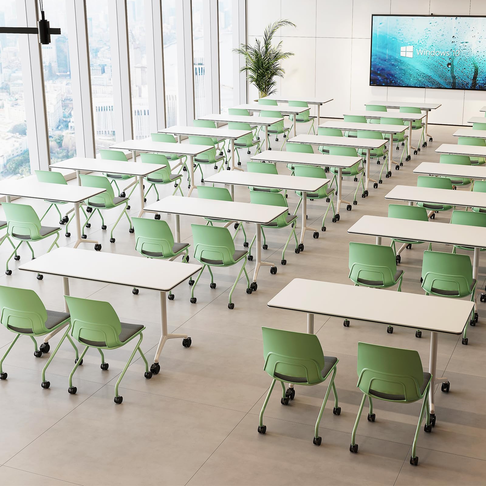 Modułowe składane stoły konferencyjne z kółkami - składane stoły treningowe do biura i klasy - łączone stoły seminaryjne i konferencyjne do wspólnych przestrzeni roboczych i wydarzeń