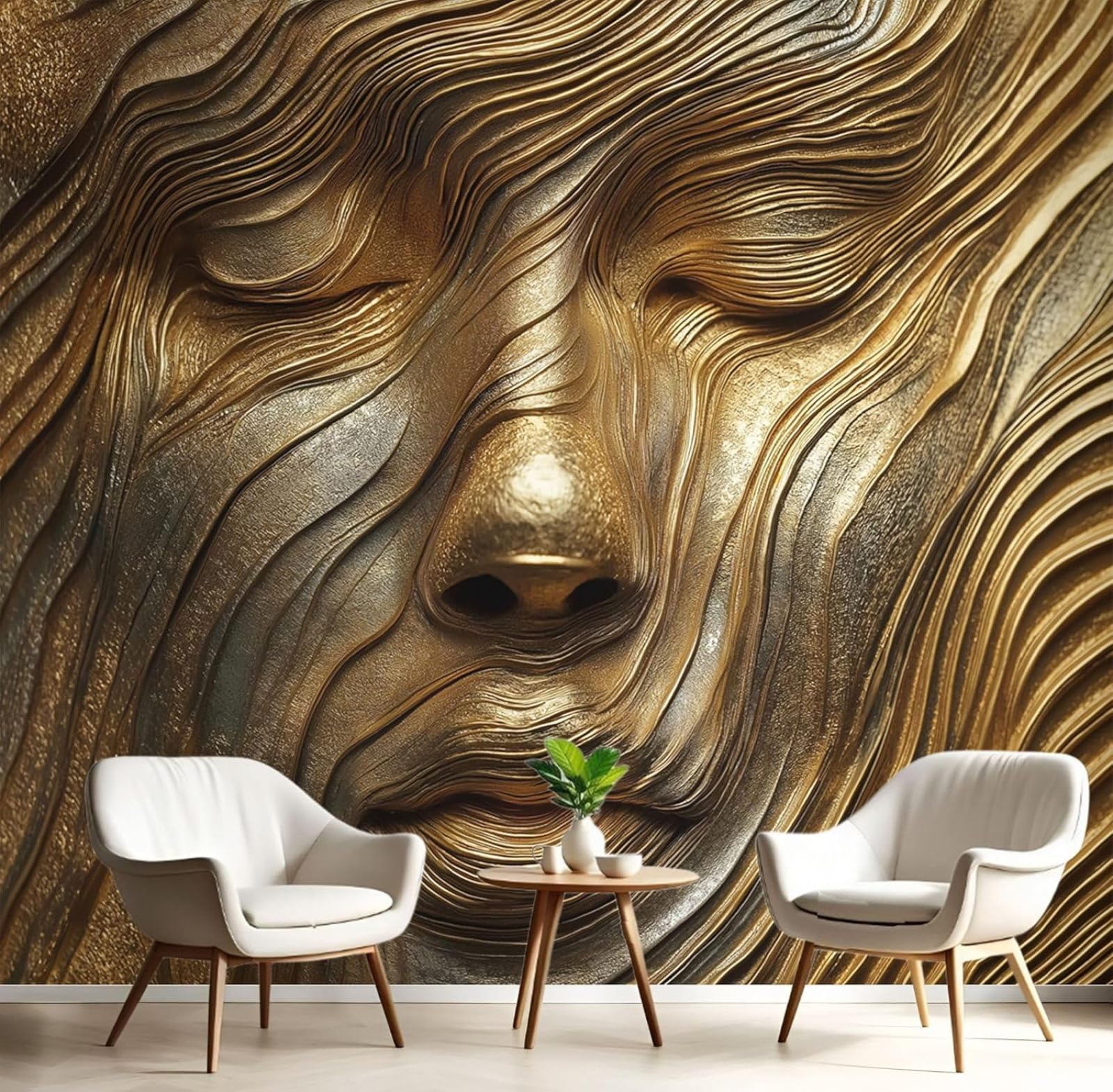 kfjhgbdshhj Photo Wallpaper 3D Relief Abstract Relief Motif Mural Charming Woman Picture Dark Gold Silk Fabric Bedroom Living Room,250cmx175cm Stickers - Frameless Painting - Poster