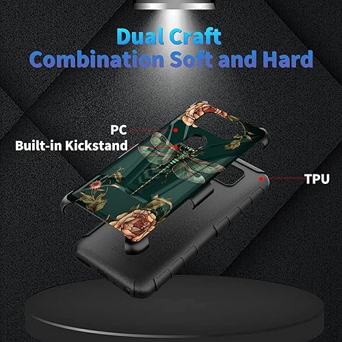 Miniatura 328 de AT&T Calypso 2 (U319AA) Funda con protector de pantalla de vidrio templado resistente con función atril integrado para debut de críquet, ciervo