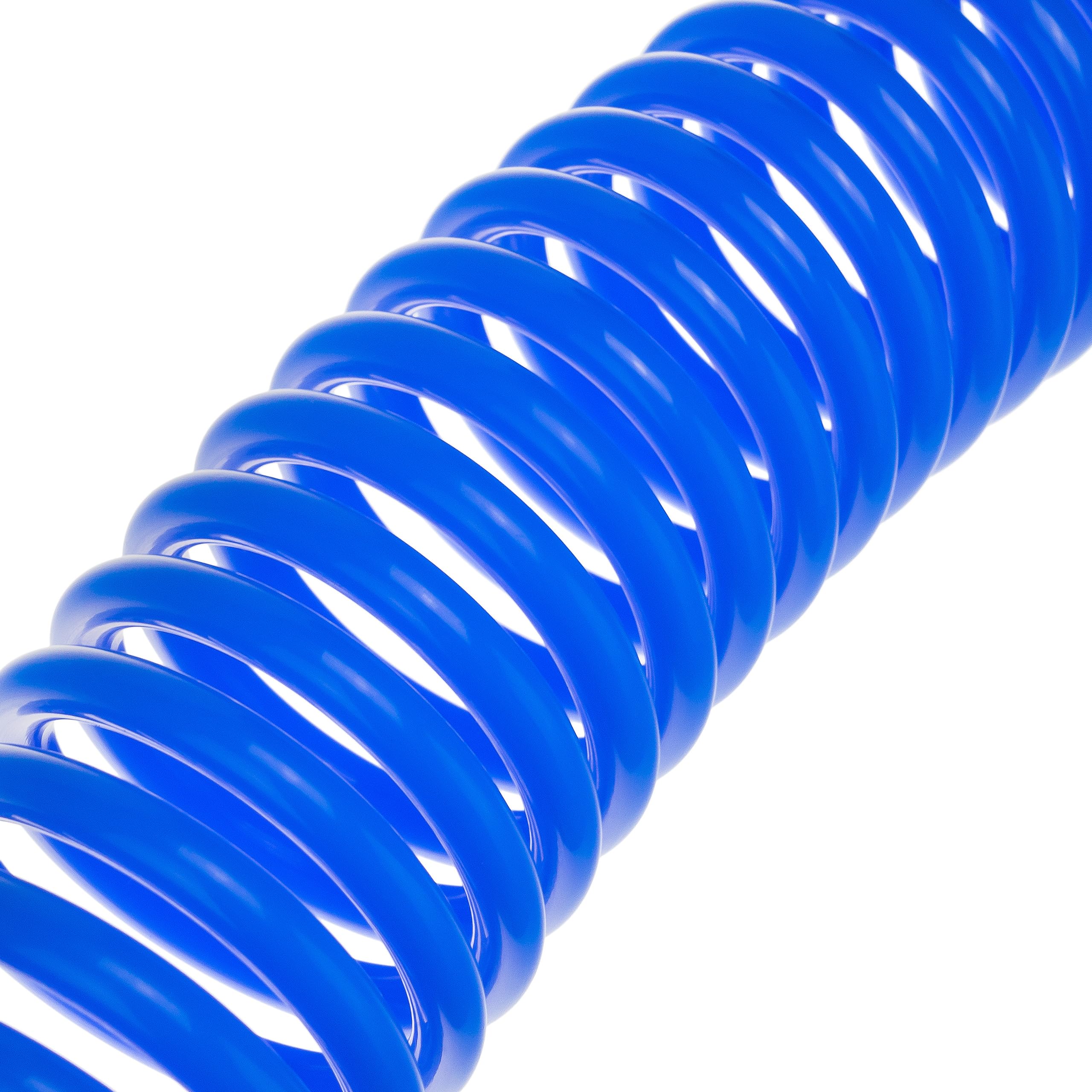 Druckluft Spiralschlauch SP-PU 15 m, Druckluftschlauch 10/14mm aus PU, max. Druck 10 Bar, mit Knickschutz und Schnellkupplung, geeignet für pneumatische Werkzeuge