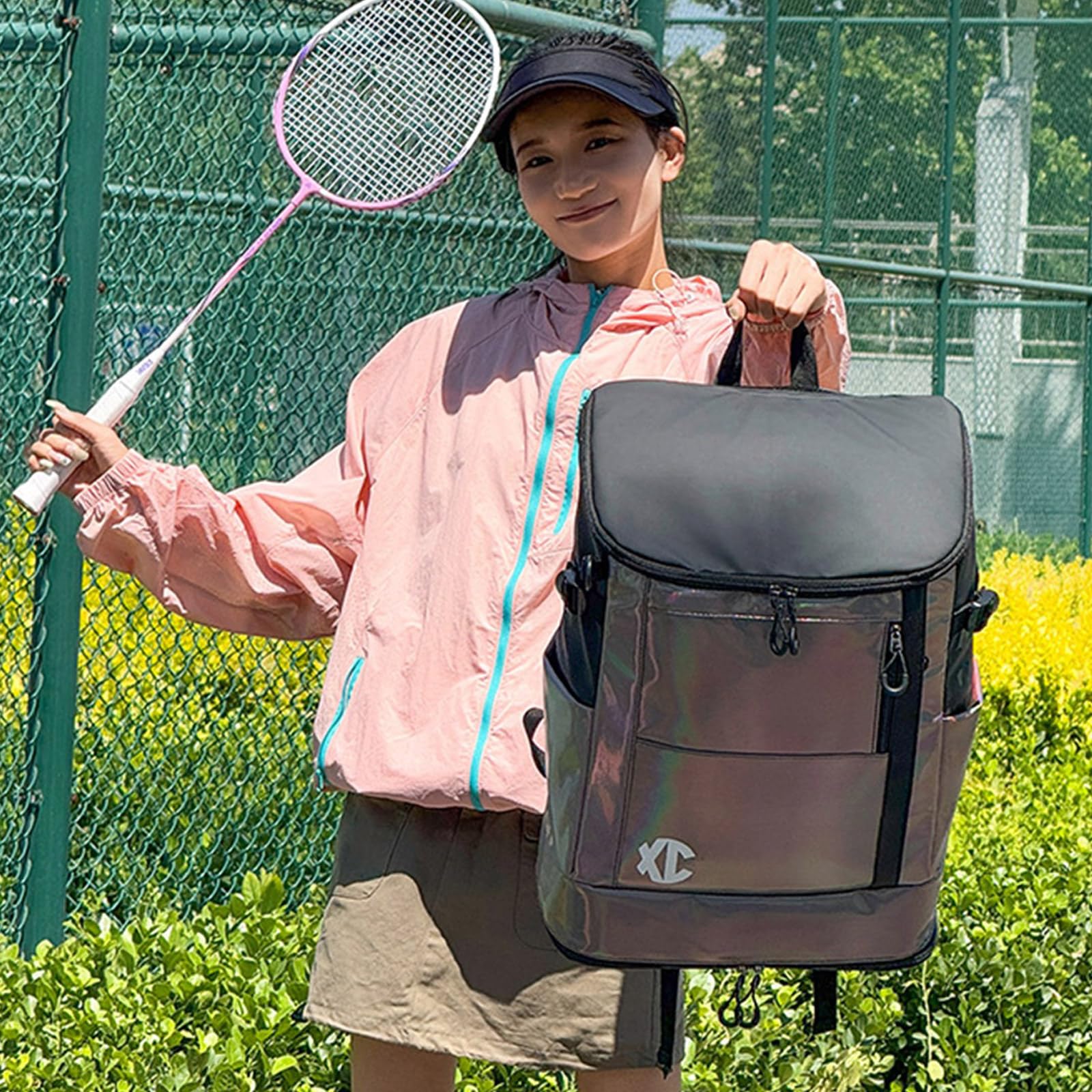 Leichter Sportrucksack Für Tenniszubehör Tasche Aus Oxford Stoff Mit Mehreren Fächern Atmungsaktiven Riemen Und Seitlichen Netzhaltern Tasche Für Tennis Badminton Ausrüstung