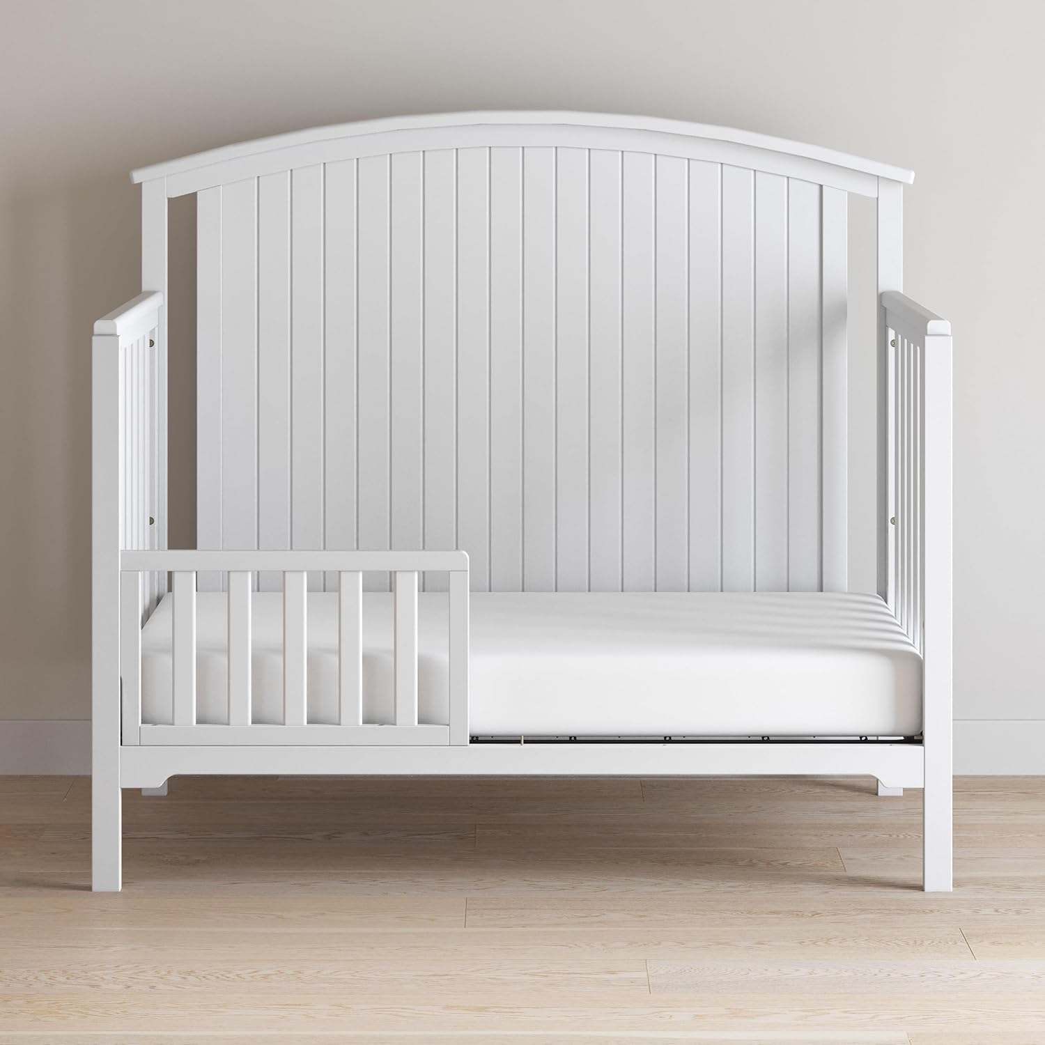 Child Craft Toddler Bed Guard Rail Converts London and Hampton 4-in-1 Convertible Crib into Toddler Bed, Made of Pinewood, Non-Toxic Finish (Matte White)