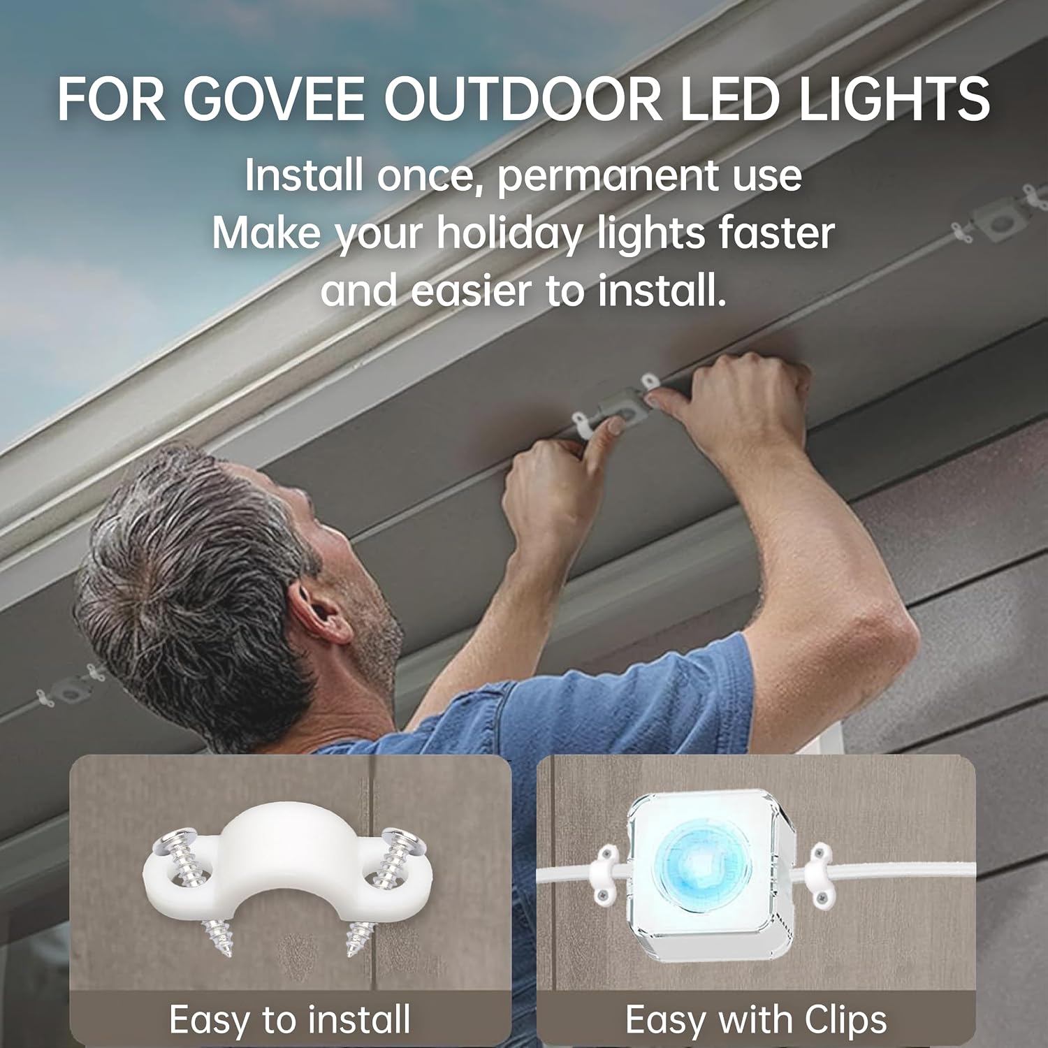 150 White Screw Mount Clips for Select Govee Permanent Outdoor Lights