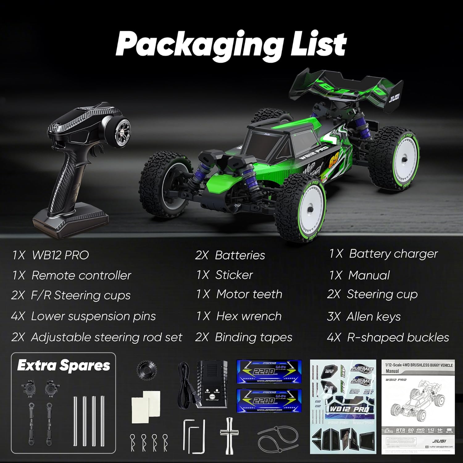 1/12 Brushless RC Cars,Fast 50mph Off-Road All Terrain Truck,4WD RC Buggy with 2.4GHz Remote Control and 3S Batteries,25W Fast Charging,RTR 4X4 Electric RC Cars