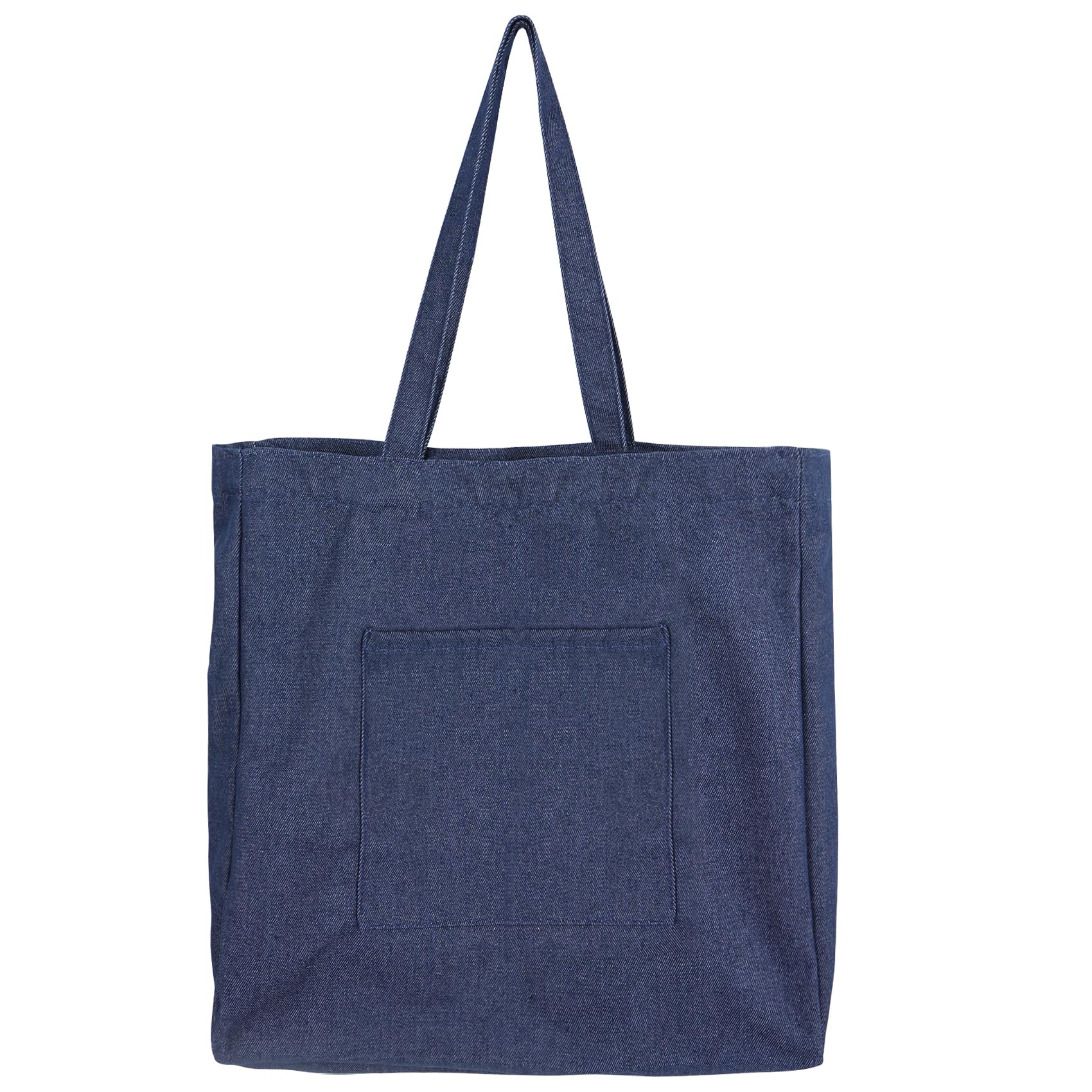 Denim Tote Bag, Shoulder Handbag Shopping Travel Pockets Reusable Grocery Bags