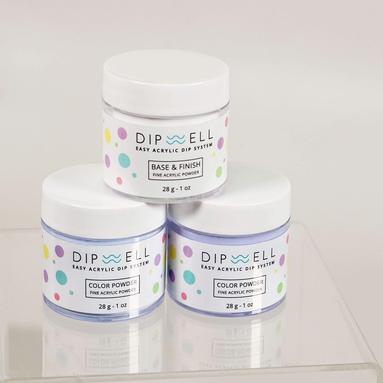 DipWell Dip Powder Nail Kit - Pastel Color Starter, Acrylic & Gel Resin Kit - Comes With Bond, Base, Activator, Sealer, Brush Softener + 3 Powder Jars