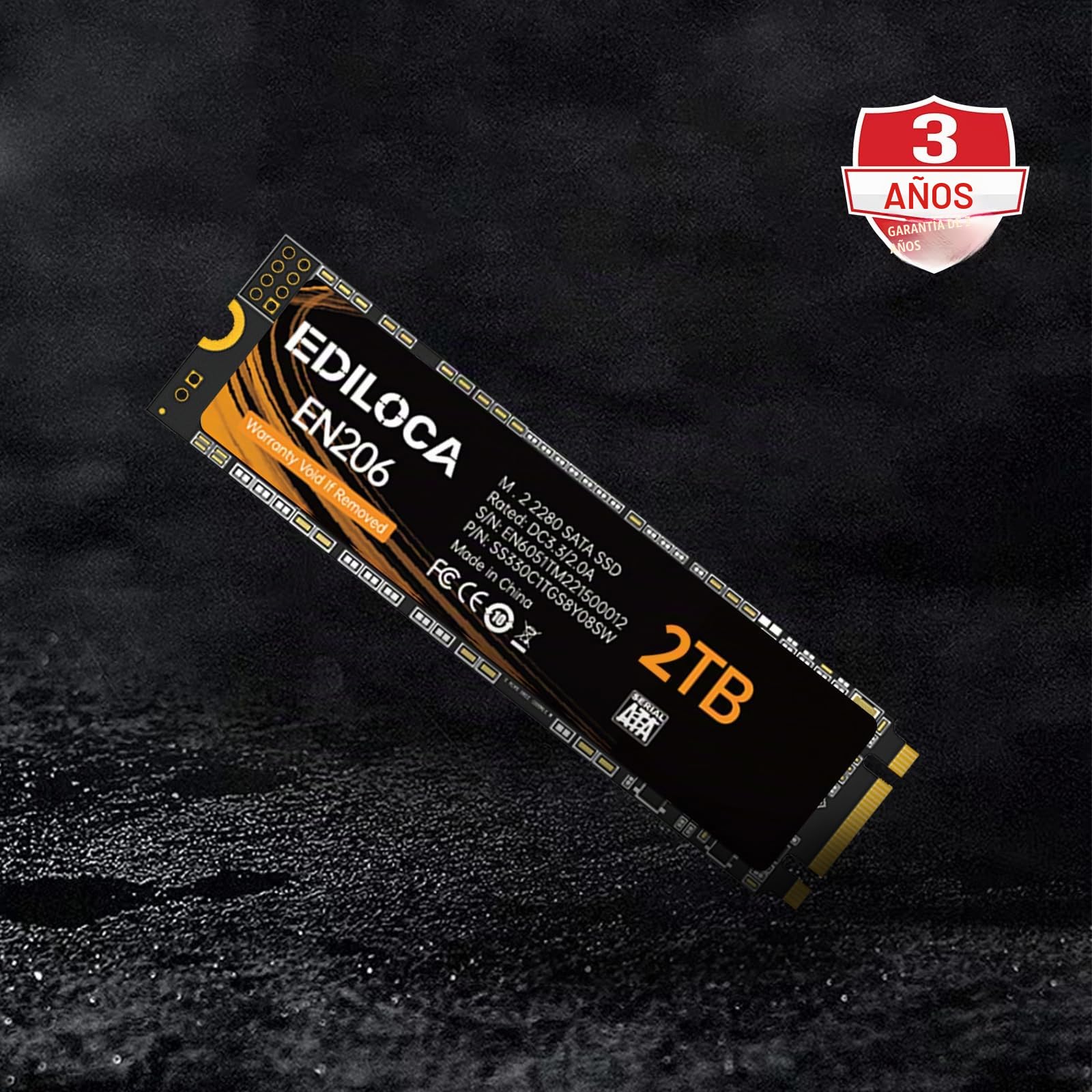 Ediloca EN206 2TB 3D NAND M.2 SSD, M.2 2280 SATA III 6Gb/s SSD Disco Duro Interno, Velocidad de Lectura/Escritura de hasta 550/480 MB/s, Compatible con ultrabooks, tabletas y Mini PC
