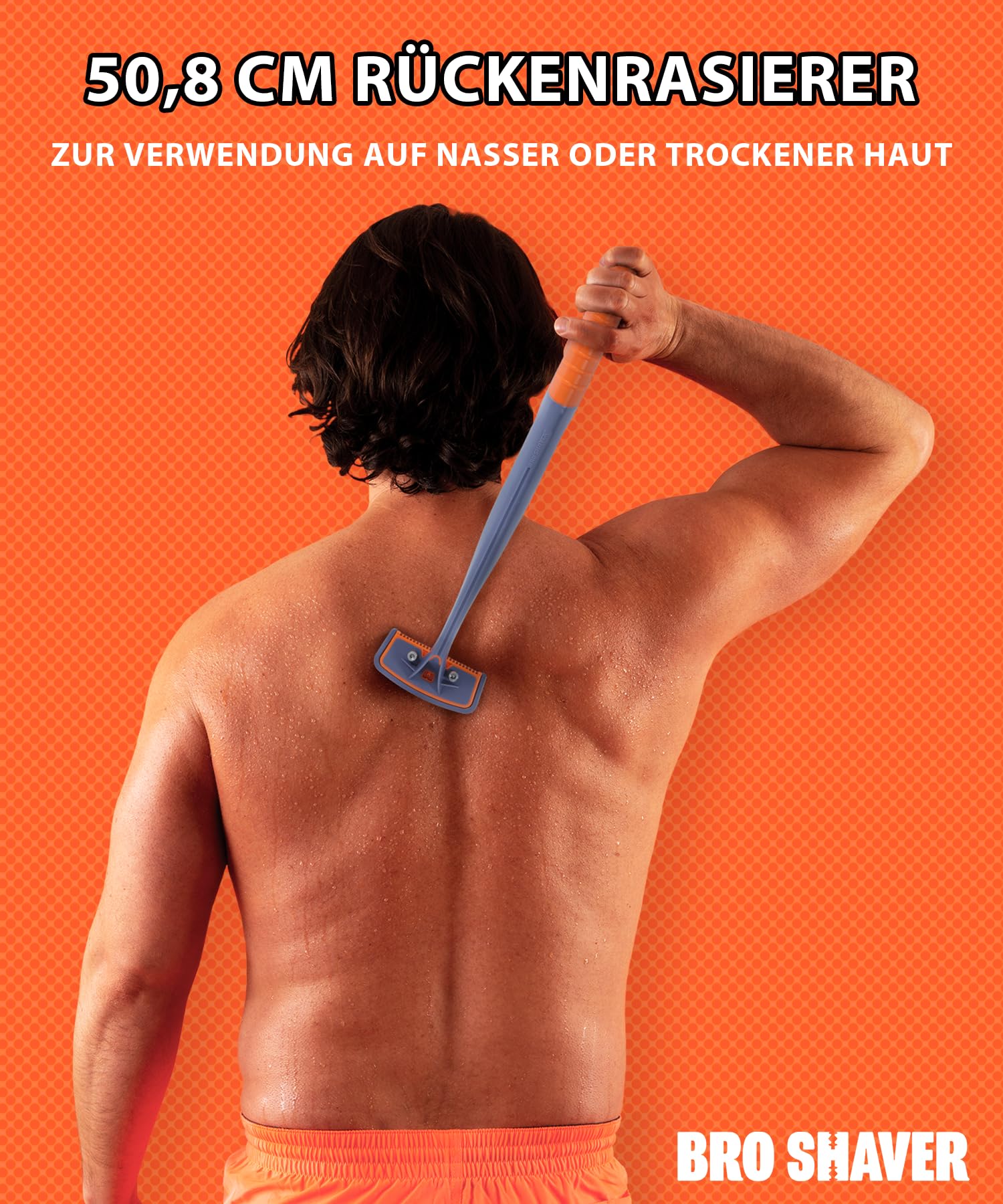 BroShaver 3.0 Rücken- & Körperhaartrimmer mit 6 Klingen - Nass- oder Trockenrasur für Männer