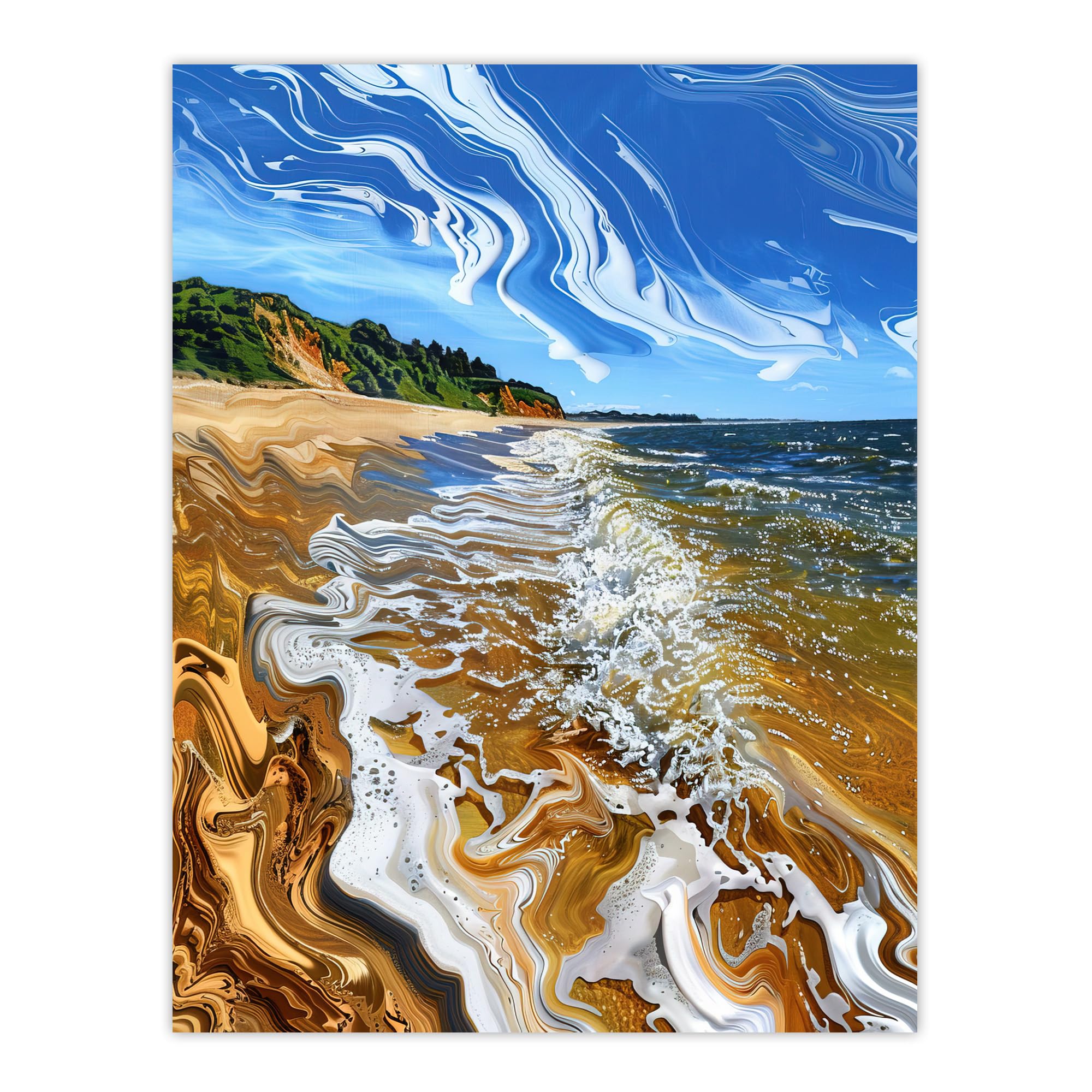 Artery8 West Bay Dorset Abstract Fluid Trippy Beach Bathroom Toilet Extra Large XL Wall Art Poster Print